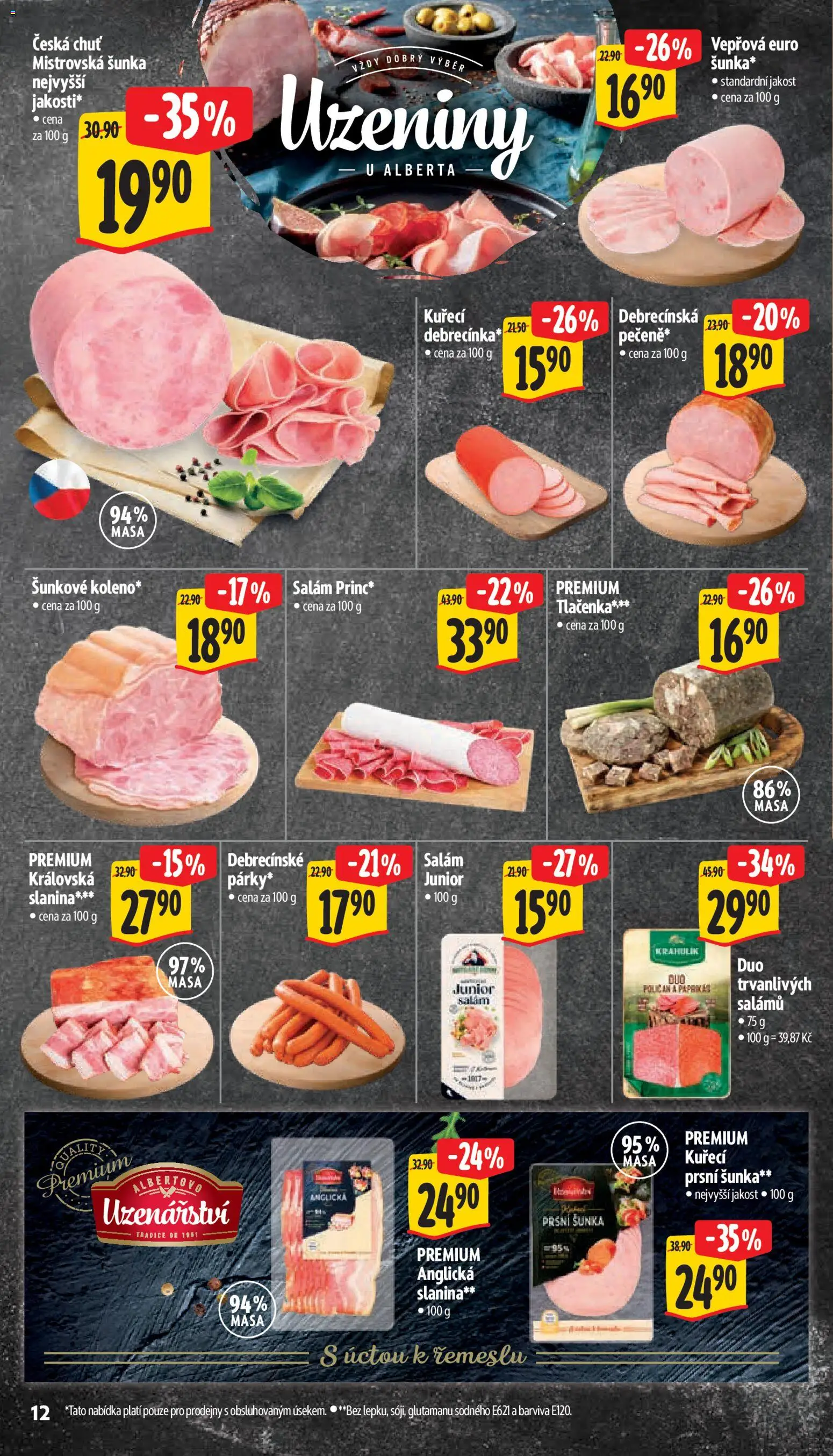 Albert leták - Supermarket od 15.04.2026 | Strana: 20 | Produkty: Salám, Uzeniny, Tlačenka, Slanina