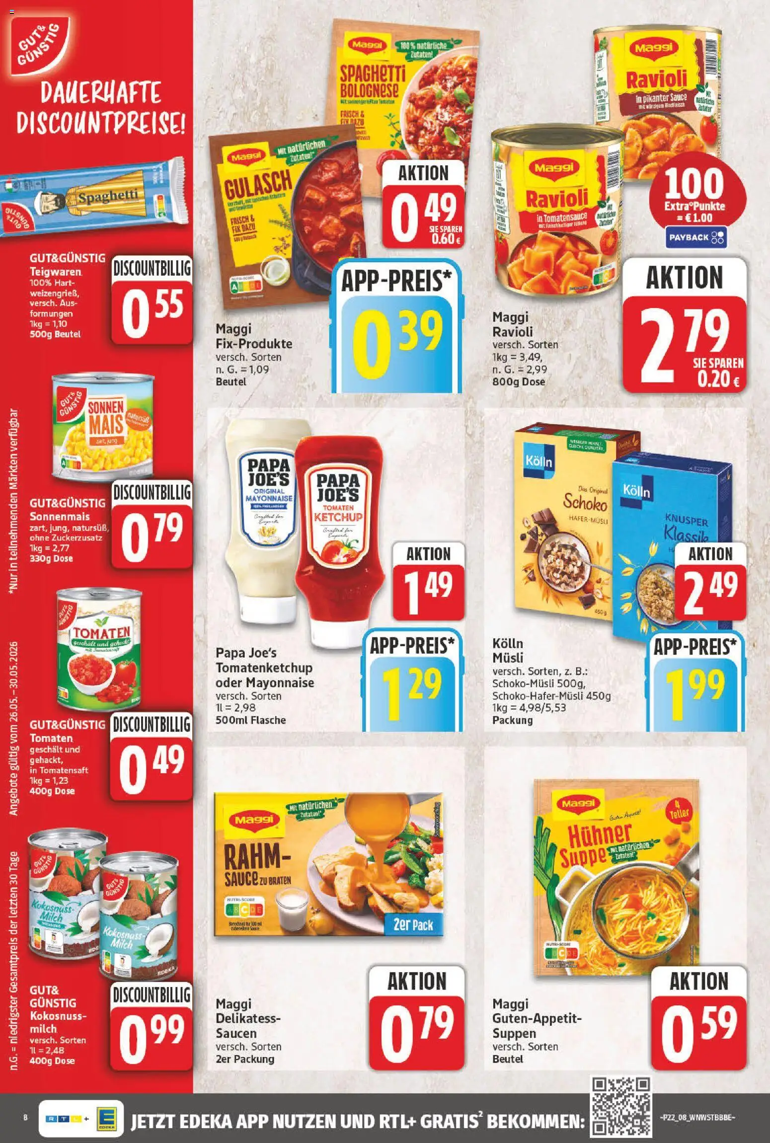 NP Discount Prospekt – gültig ab 26.05.2026 | Seite: 8 | Produkte: Musli, Maggi, Tomaten, Ketchup