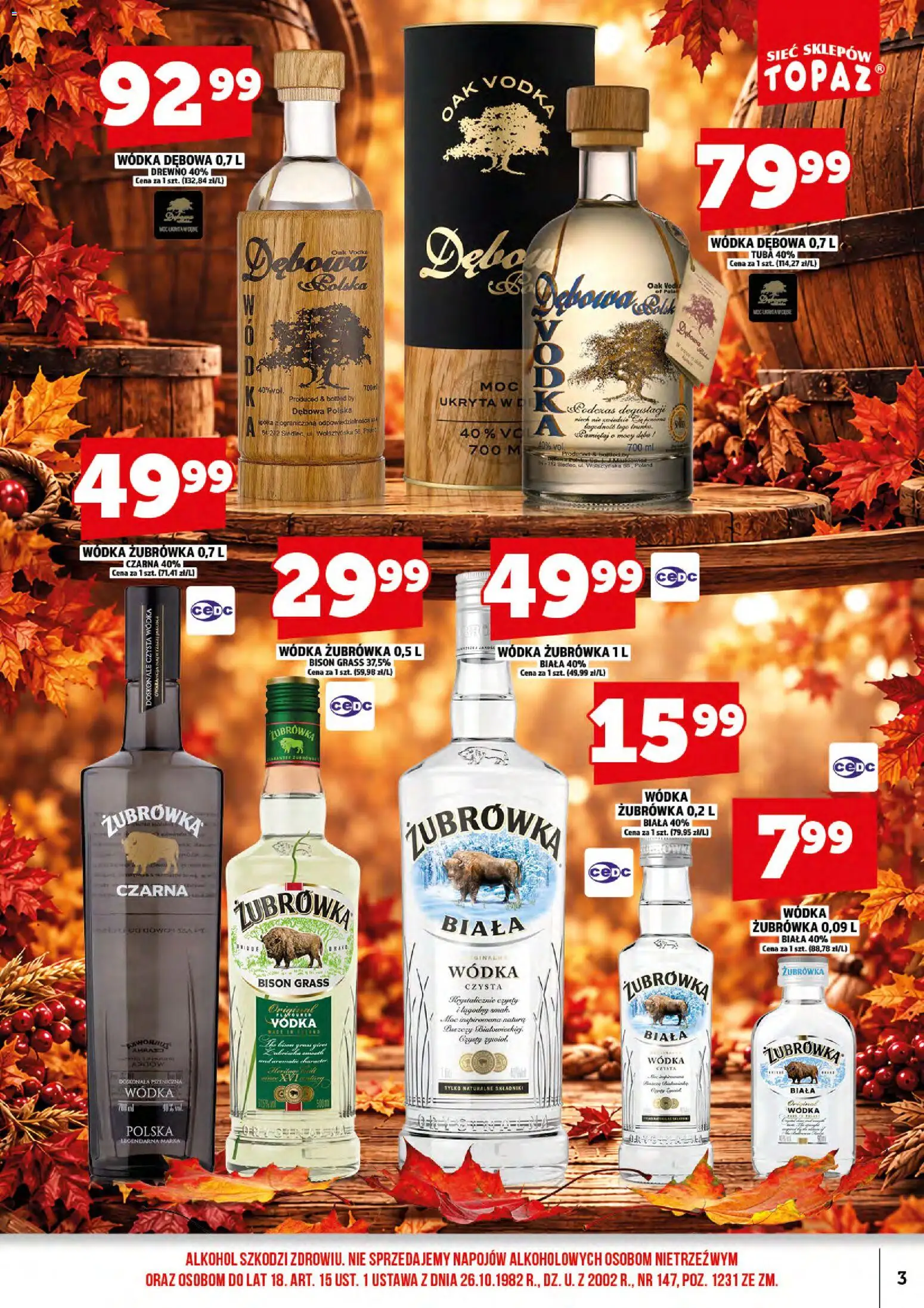 Topaz gazetka alkoholowa od 16.10.2026 | Strona: 5 | Produkty: Żubrówka, Vodka, Alkohol, Wódka
