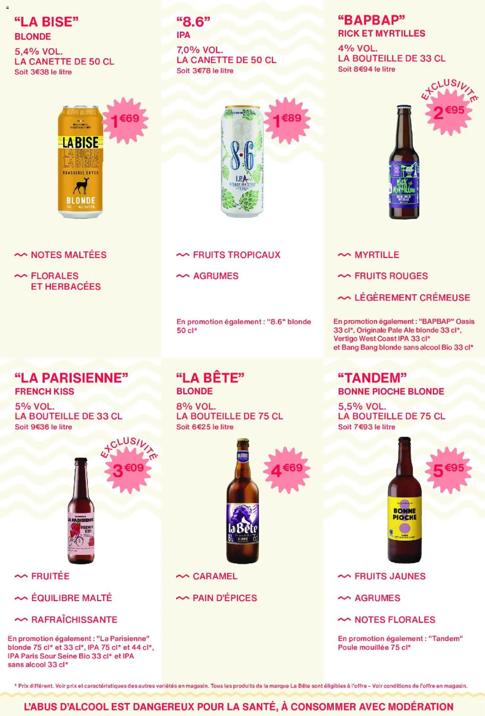 {H1} | Page: 4 | Produits: Alcool, Bière blonde, Pain, Bière
