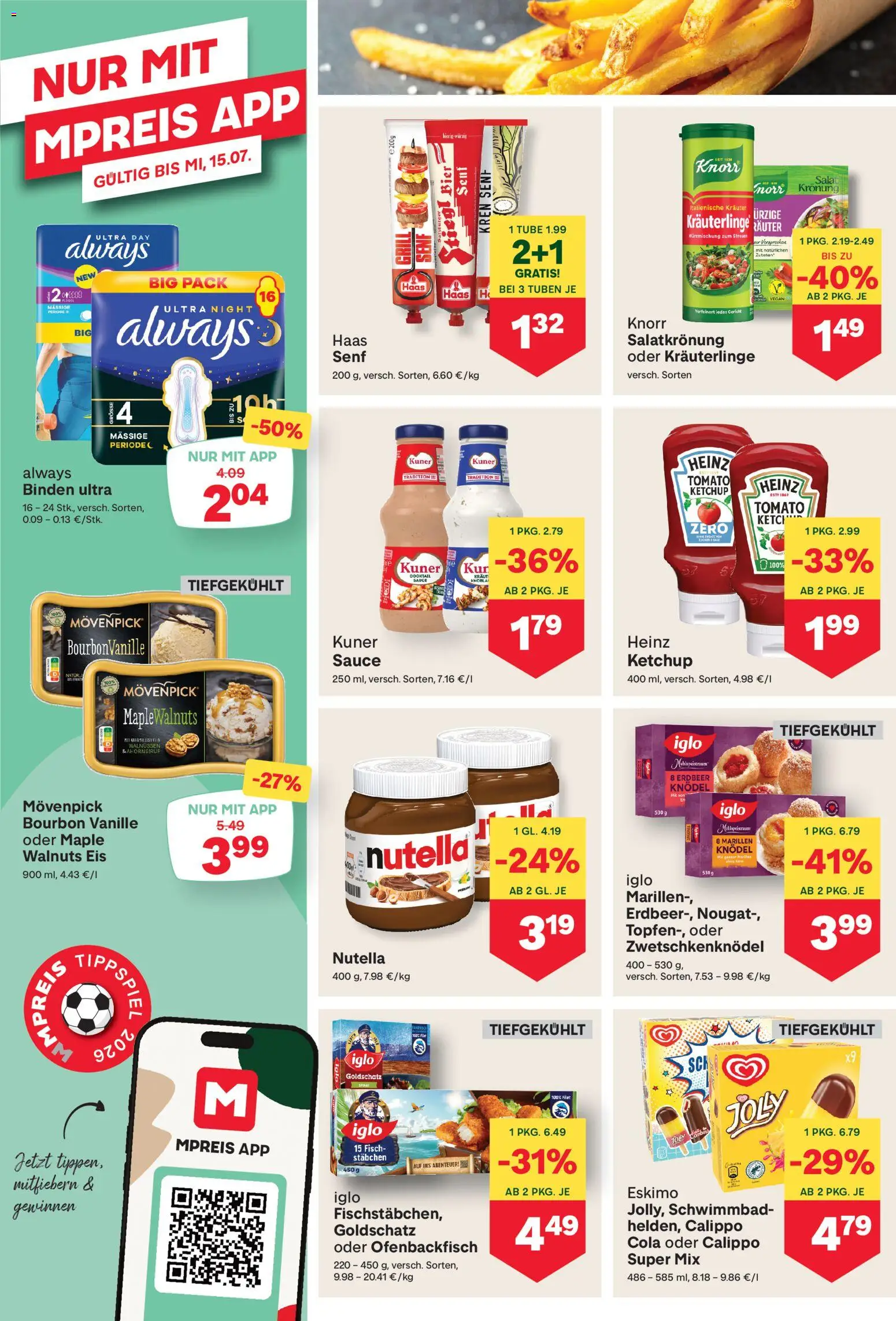 MPREIS Flugblatt gültig ab 02.07.2026 | Seite: 8 | Produkte: Eis, Salat, Bier, Fisch