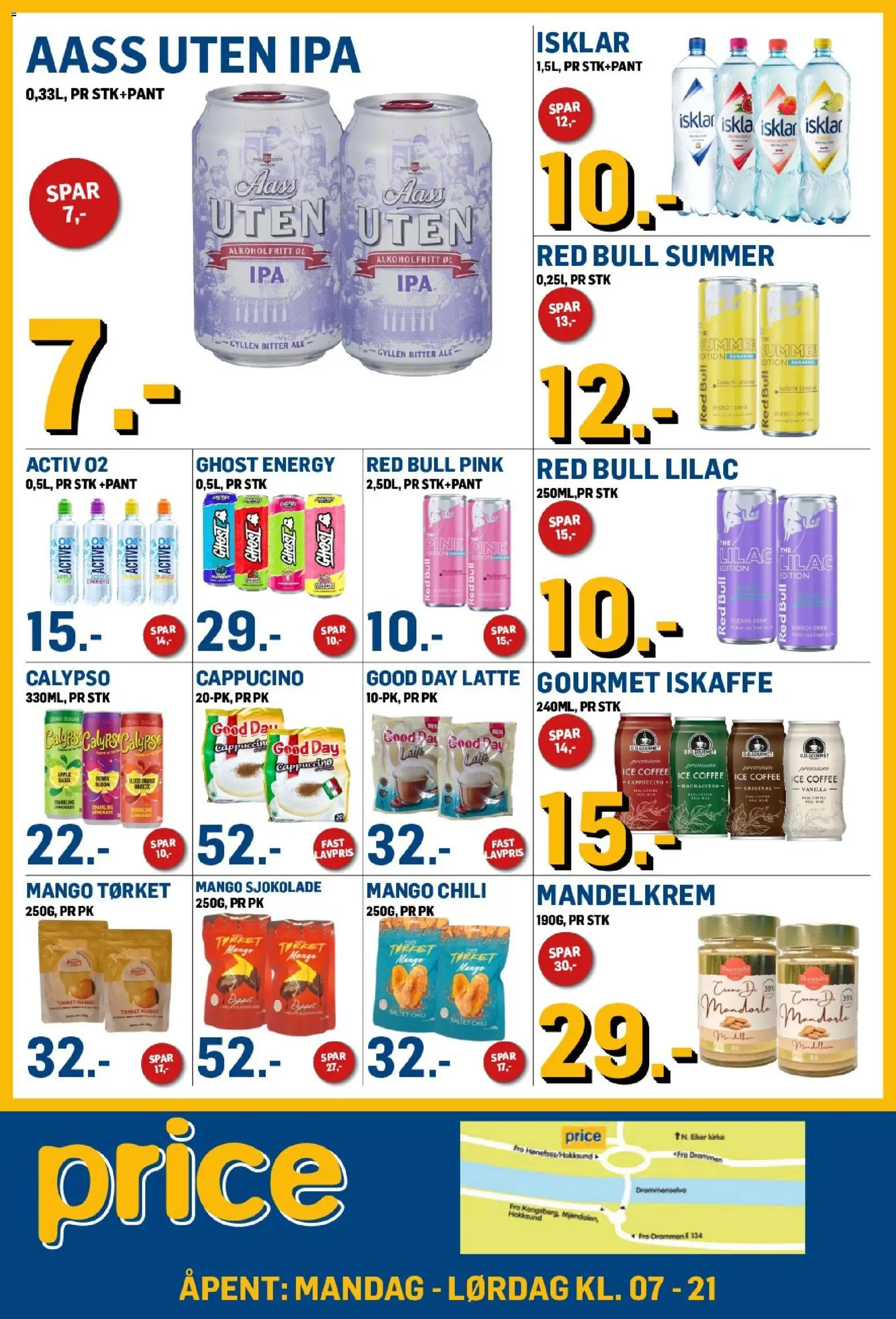 {H1} | Side: 2 | Produkter: Red bull, Sjokolade, Tørket mango, Iskaffe