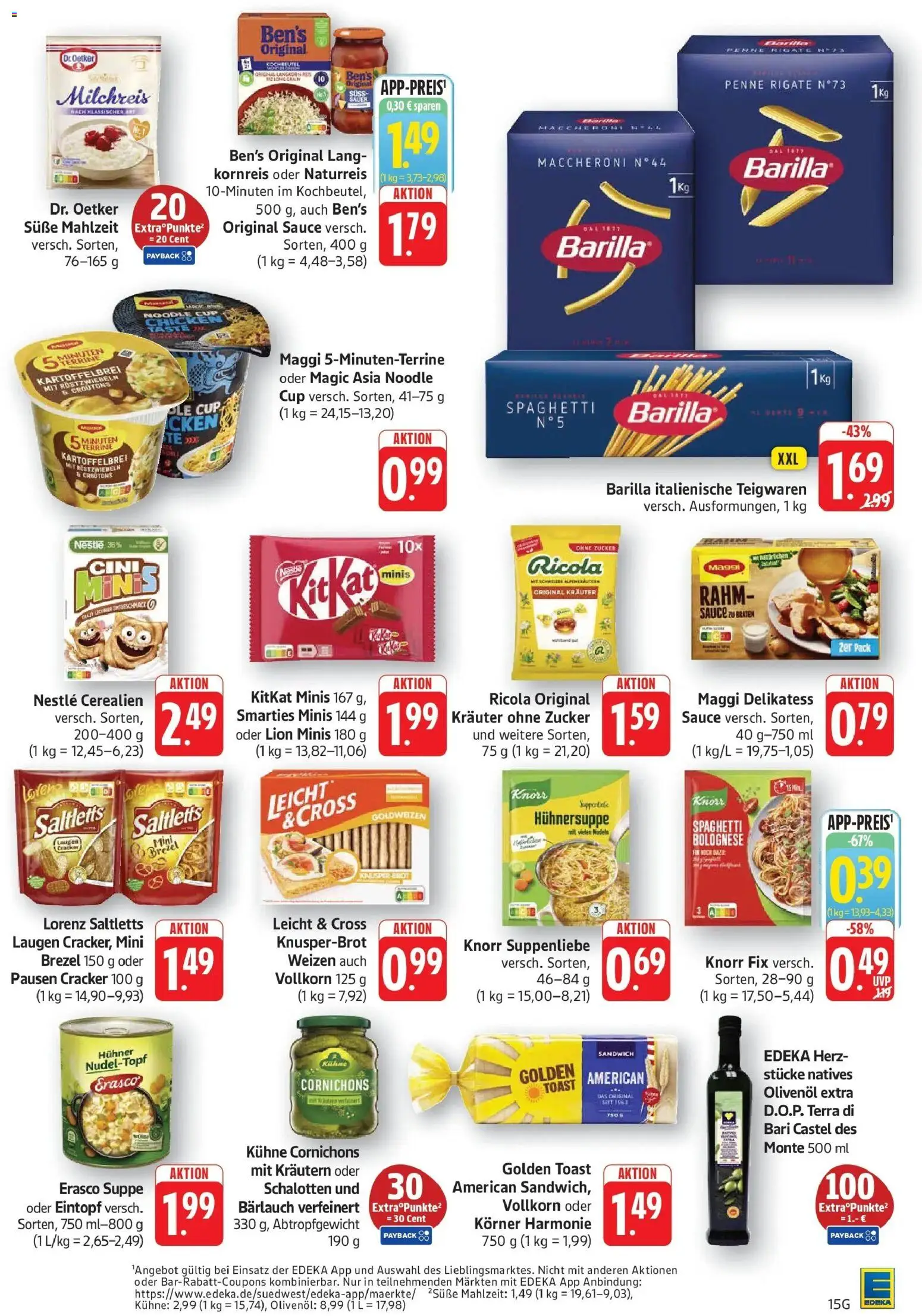 Edeka Prospekt Geislingen – gültig ab 28.09.2026 | Seite: 15 | Produkte: Toast, Zucker, Nudeln, Erasco