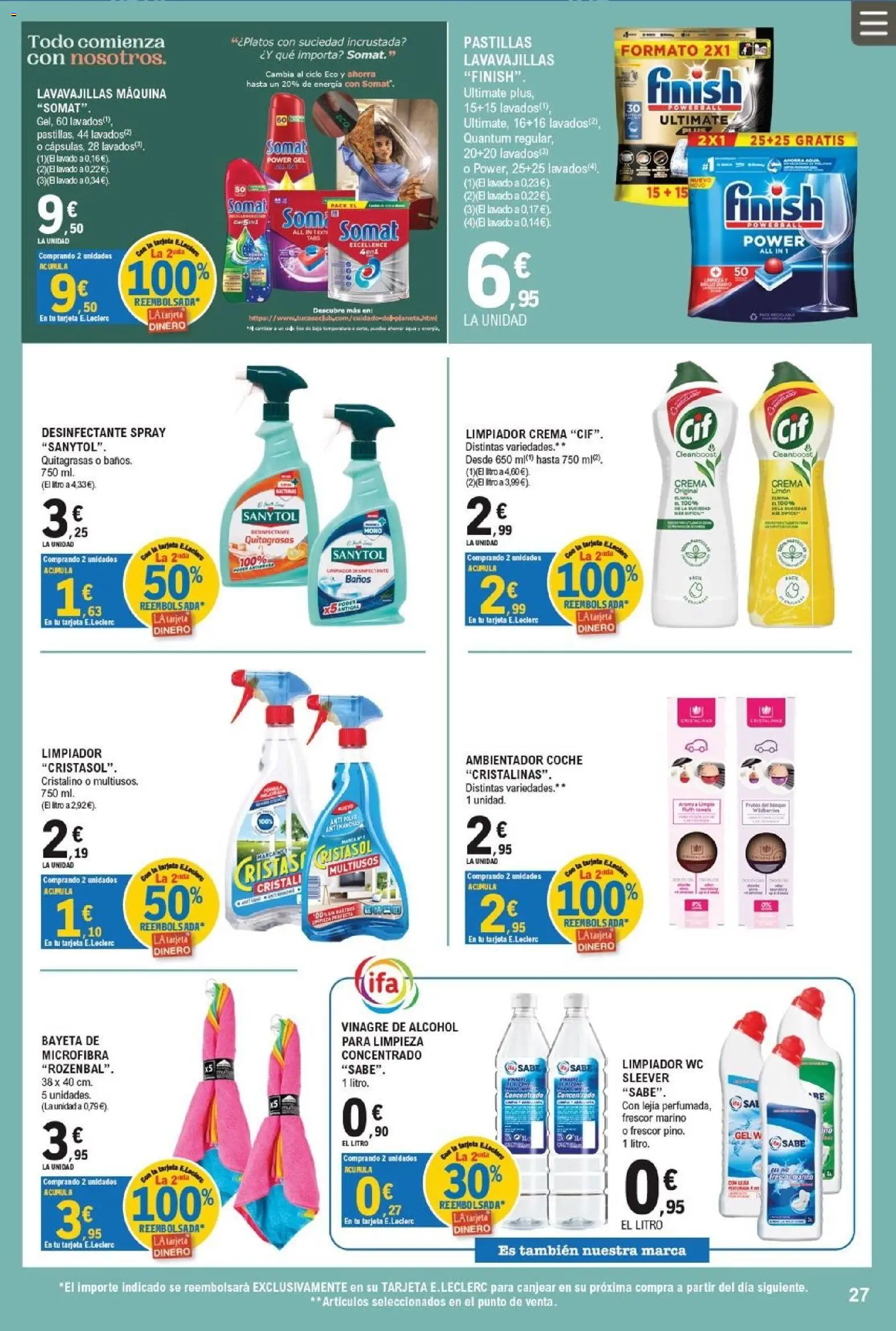 E.Leclerc Miranda de Ebro │ válido desde el 17/07/2026 | Página: 27 | Productos: Crema, Lavavajillas, Δεξαμενή