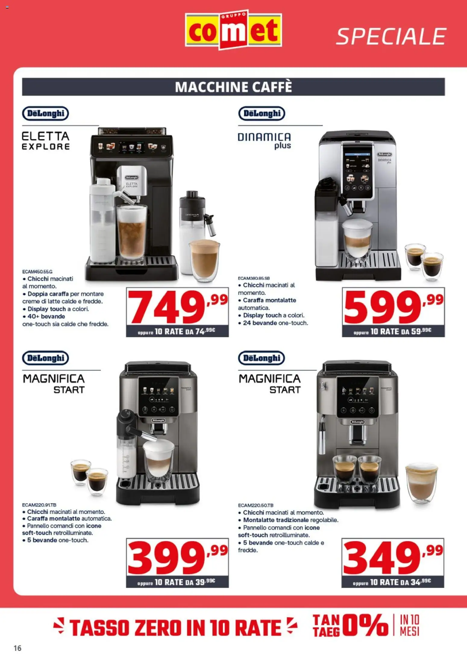 Volantino Comet del 31/07/2026 | Pagina: 16 | Prodotti: Caraffa, Caffè, Latte