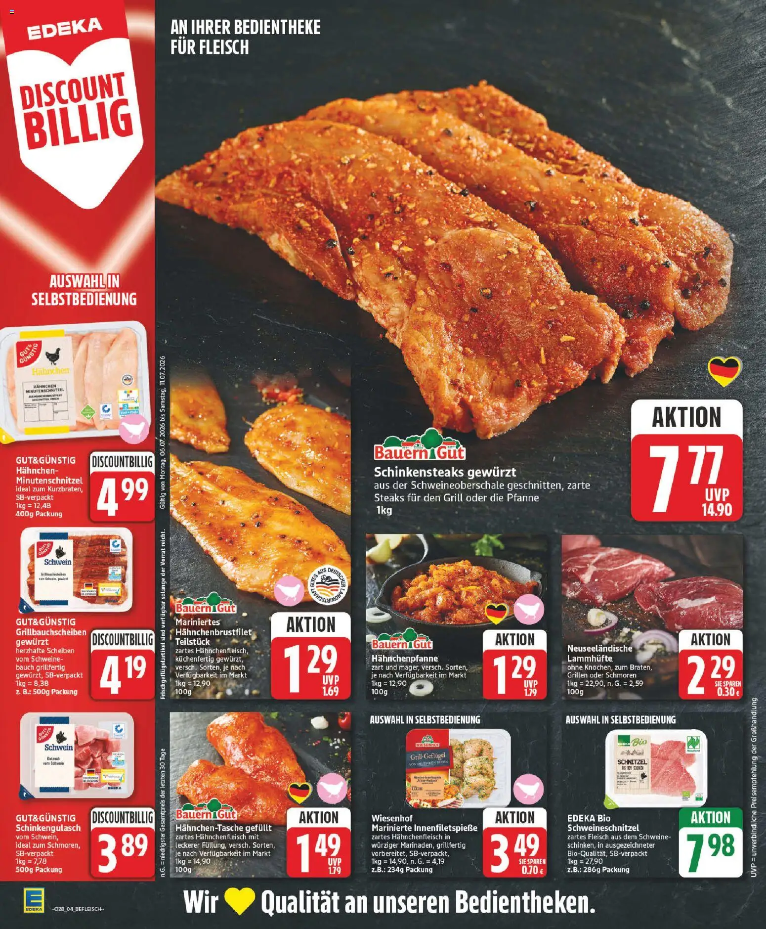 Edeka Prospekt – gültig ab 06.07.2026 | Seite: 4 | Produkte: Grill, Hahnchen, Schnitzel, Fleisch