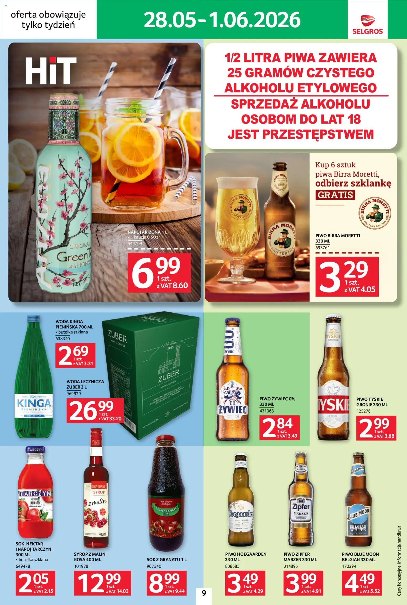 Selgros cash&carry gazetka - Jeszcze więcej super promocji od 28.05.2026 | Strona: 9 | Produkty: Syrop, Hoegaarden, Sok, Piwo