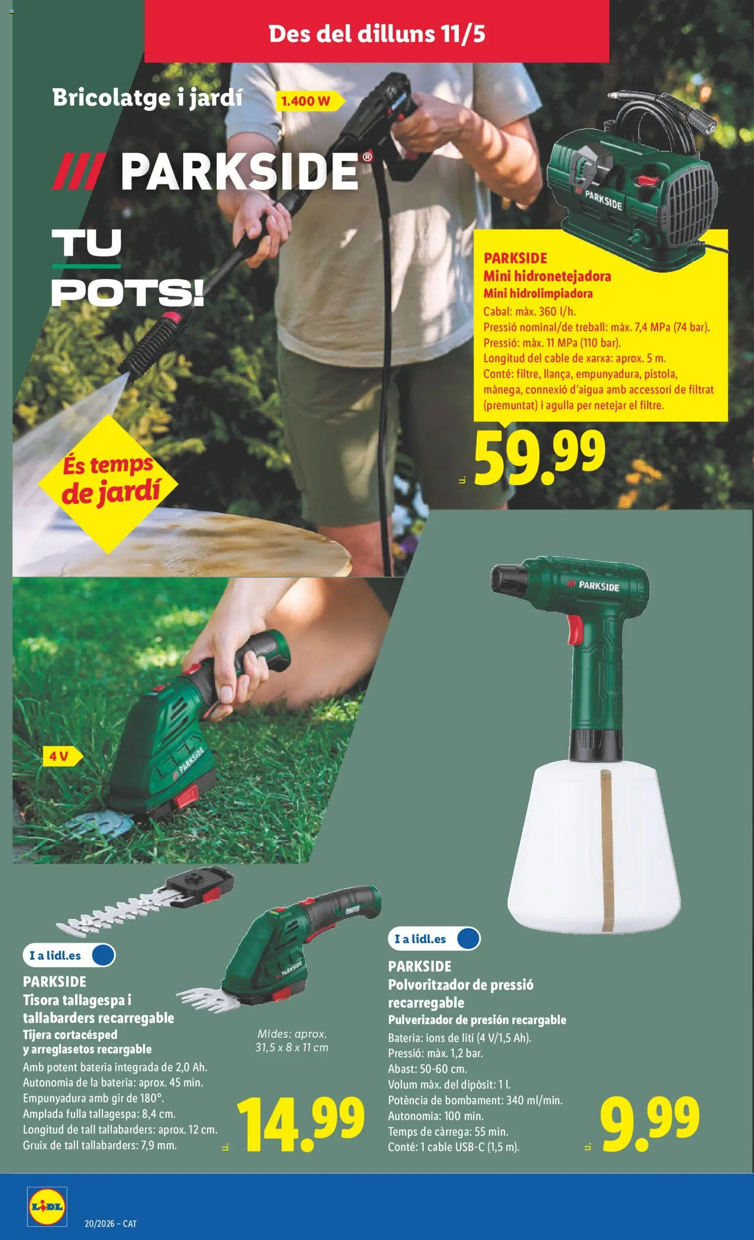 Lidl folleto de bazar │ válido desde el 11.05.2026 | Página: 6 | Productos: Hidrolimpiadora, Cable, Απολυμαντικό, Batería