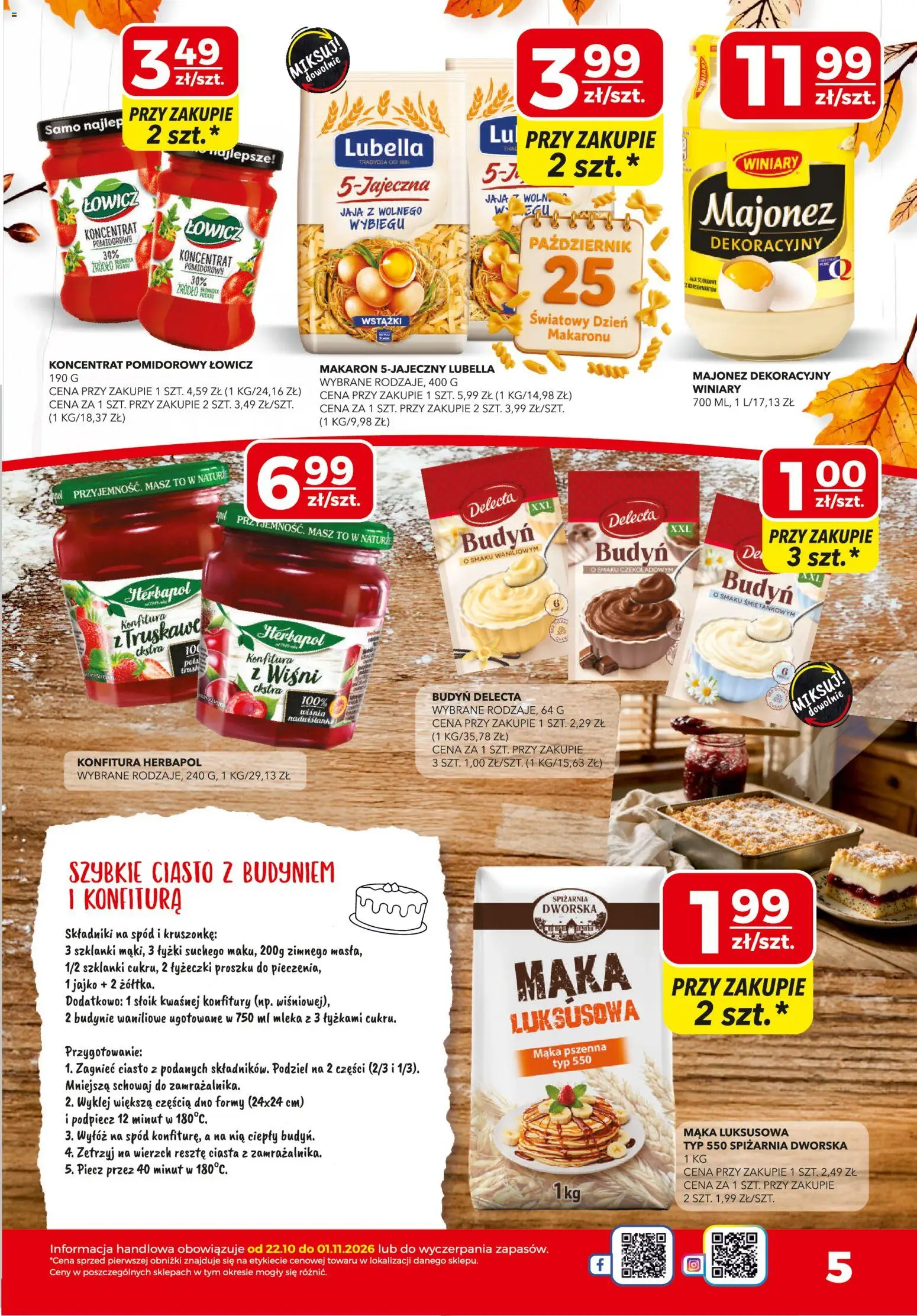Top Market gazetka od 22.10.2026 | Strona: 5 | Produkty: Budyń, Makaron, Jaja, Mąka