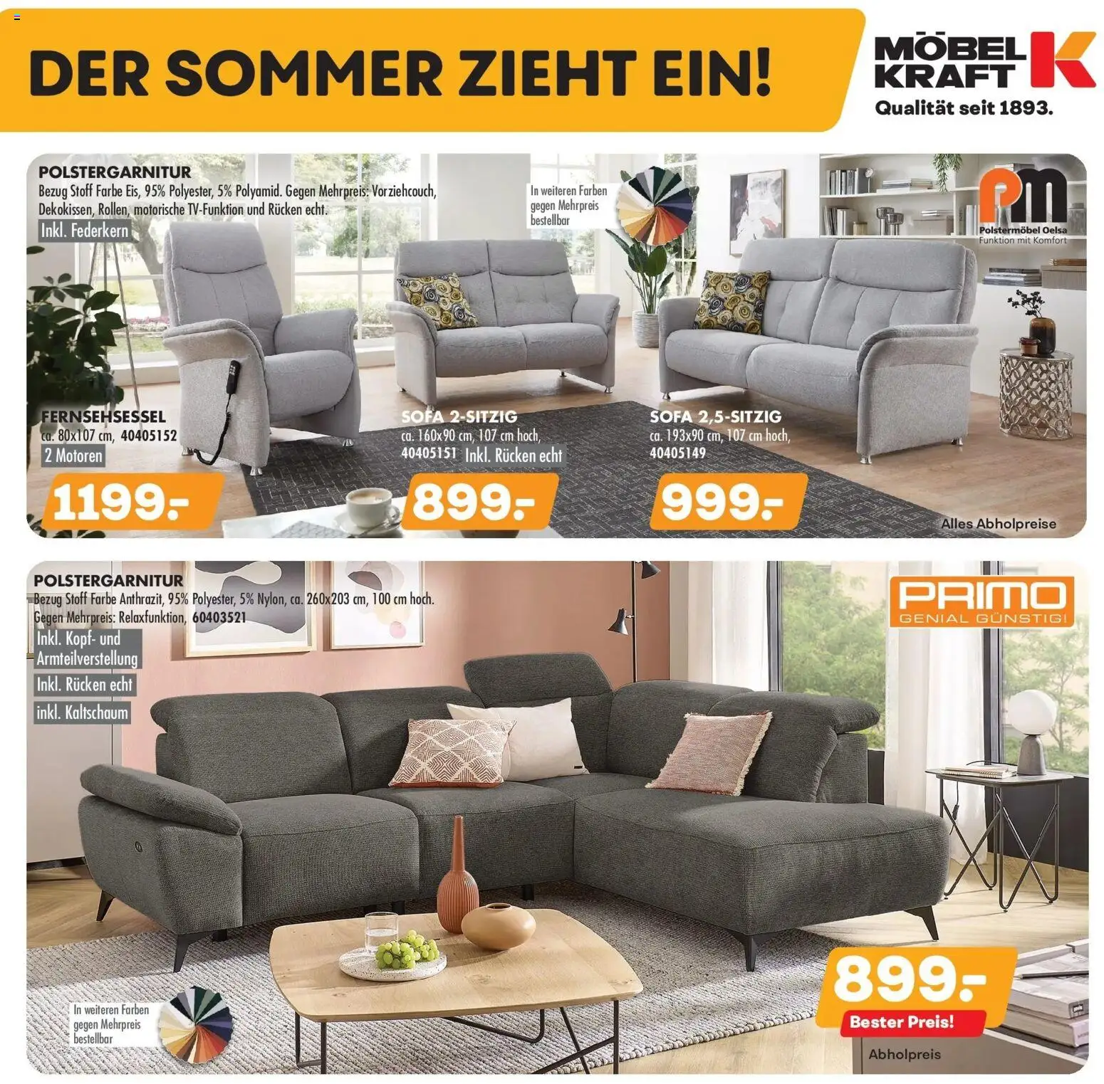 Möbel Kraft Der Sommer zieht ein! – gültig ab 17.07.2026 | Seite: 1 | Produkte: Fernsehsessel, Sofa
