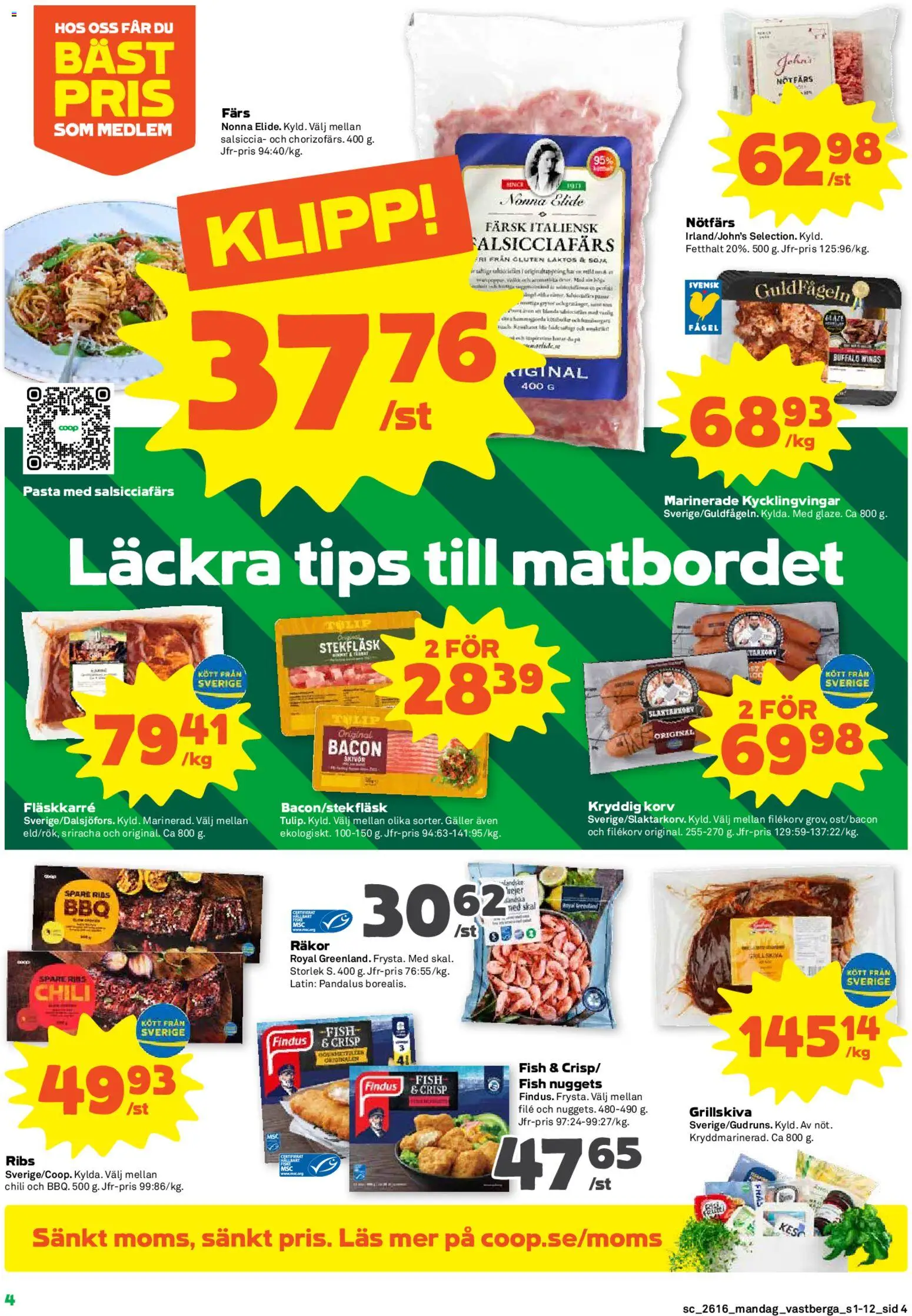 Coop Forum reklamblad aktuell från 13.04.2026 | Sida: 4 | Produkter: Galler, Räkor, Chili, Häll