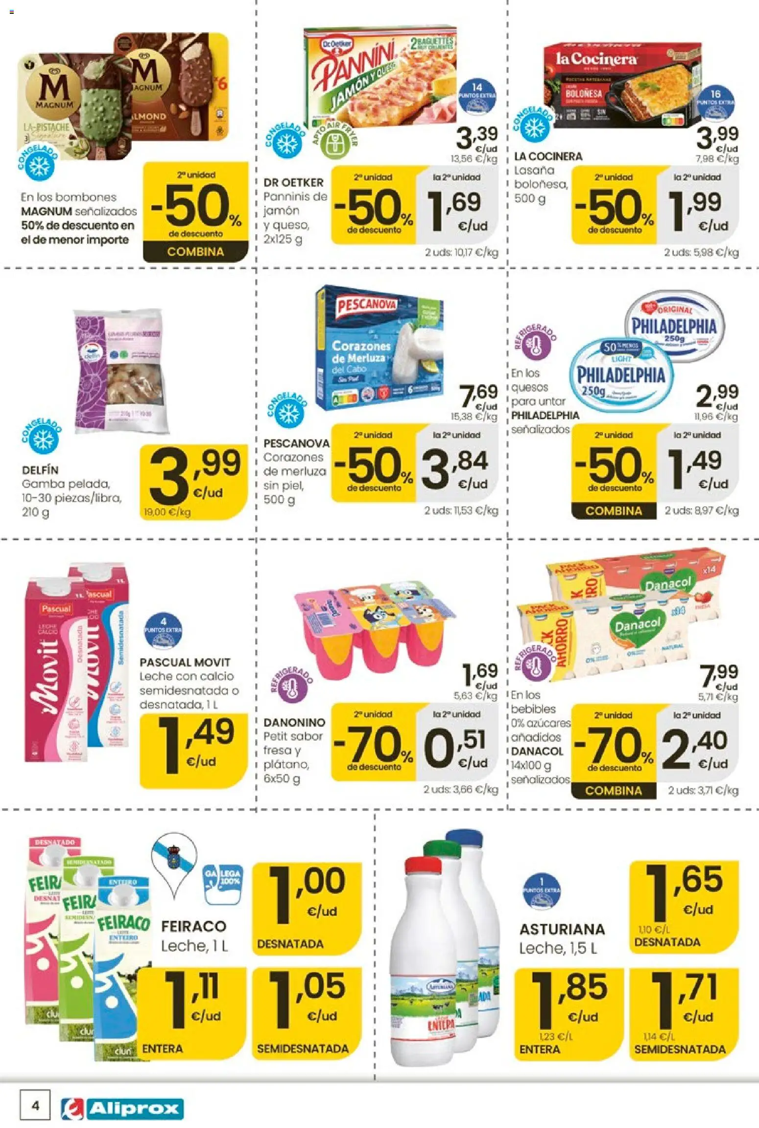 Eroski Quieres ahorrar conmigo │ válido desde el 14.05.2026 | Página: 4 | Productos: Leche, Jamón, Lasaña, Gamba