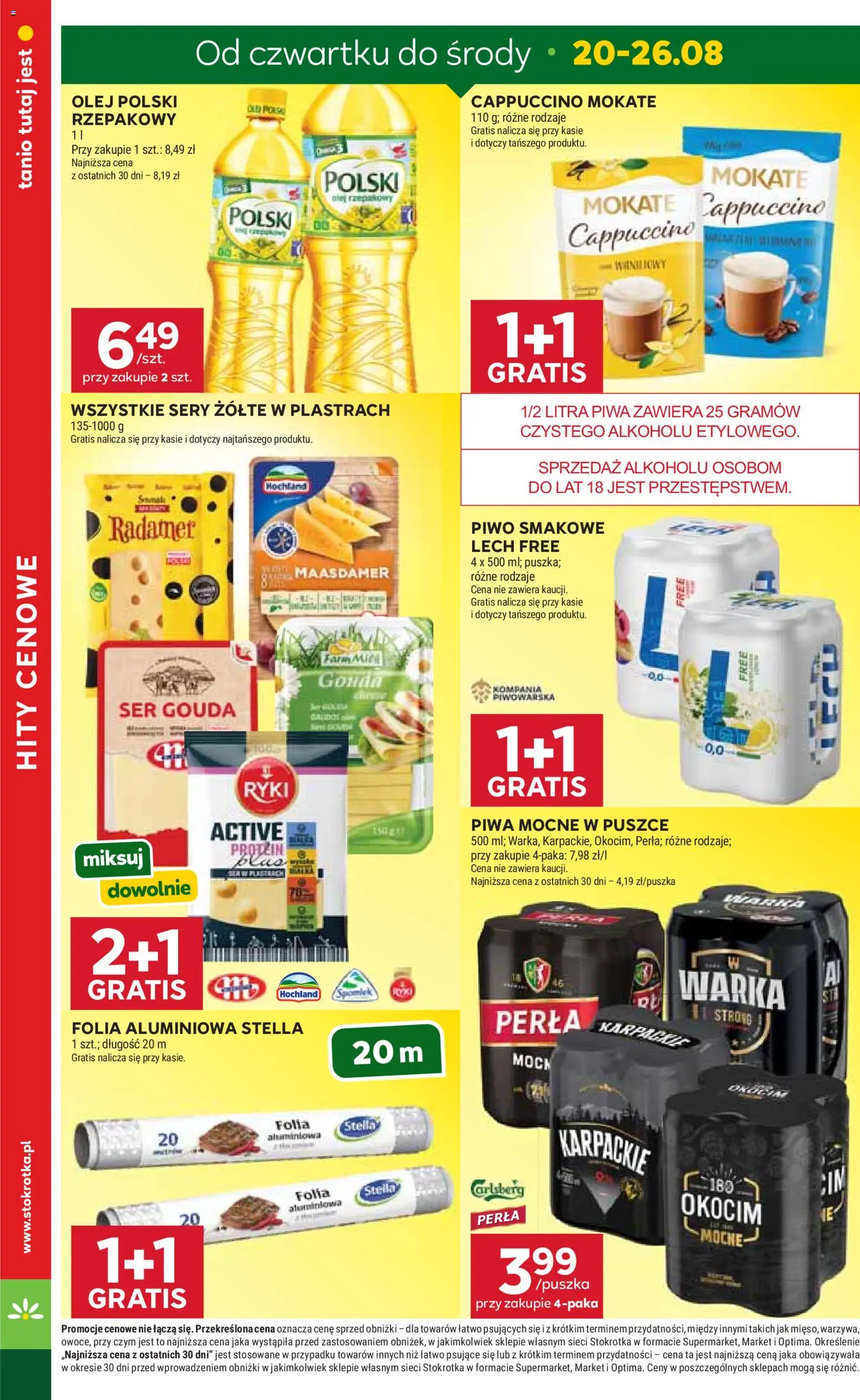 Stokrotka gazetka od 20.08.2026 | Strona: 4 | Produkty: Lech, Sery, Piwo, Warzywa