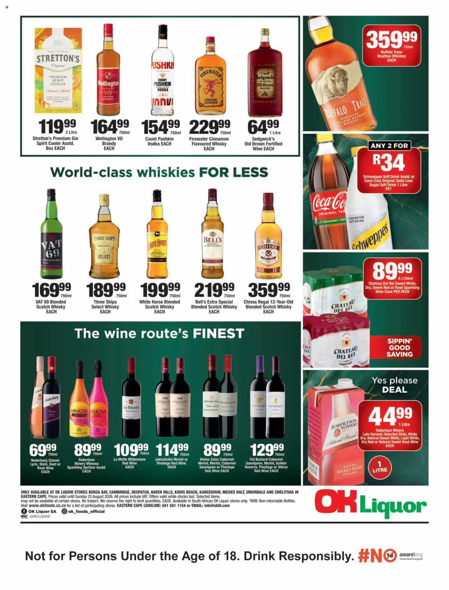 New OK Foods catalogue – valid from 12/08/2026 | Page: 2 | Products: Rose wine, Brandy, Cooler, Bourbon