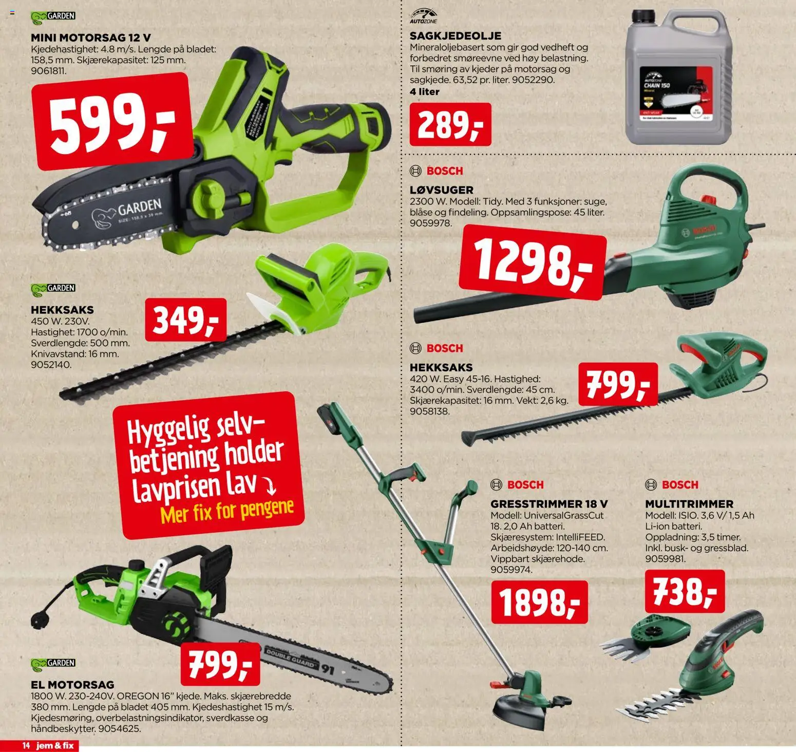 {H1} | Side: 14 | Produkter: Motorsag, Vekt, Télécommande