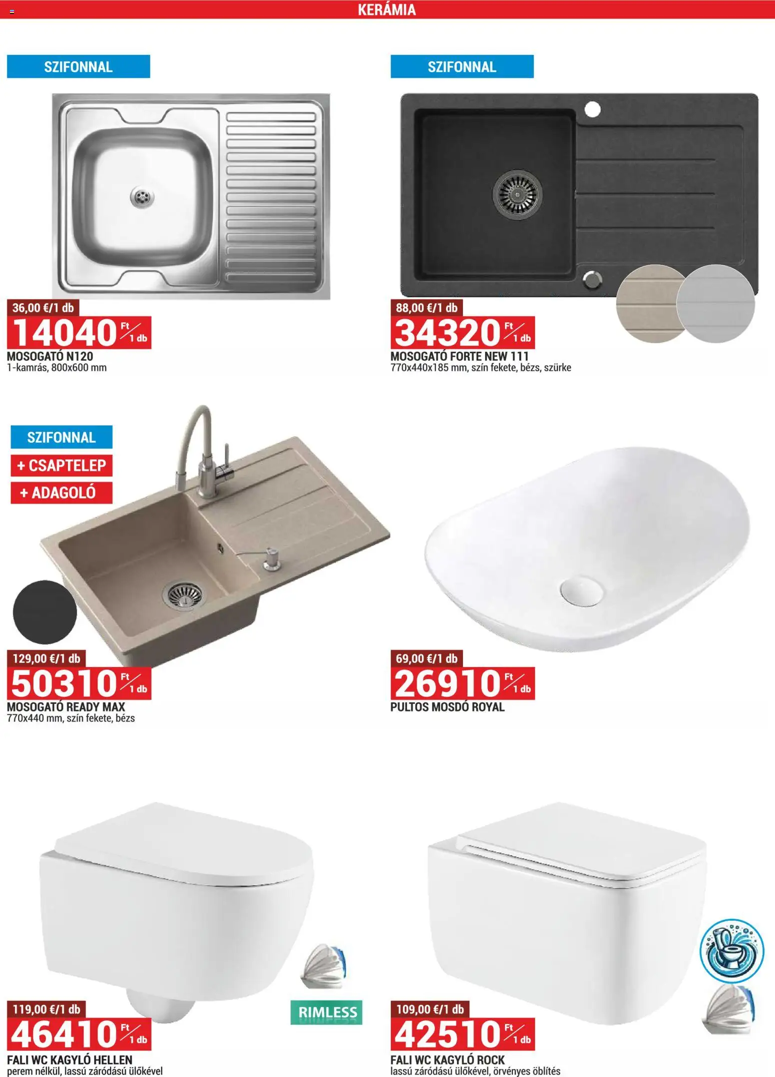 Merkury Market akciós ujság - amely érvényes a következő dátumtól: 01.04.2026 | Oldal: 40 | Termékek: Csaptelep, WC, Mosdó