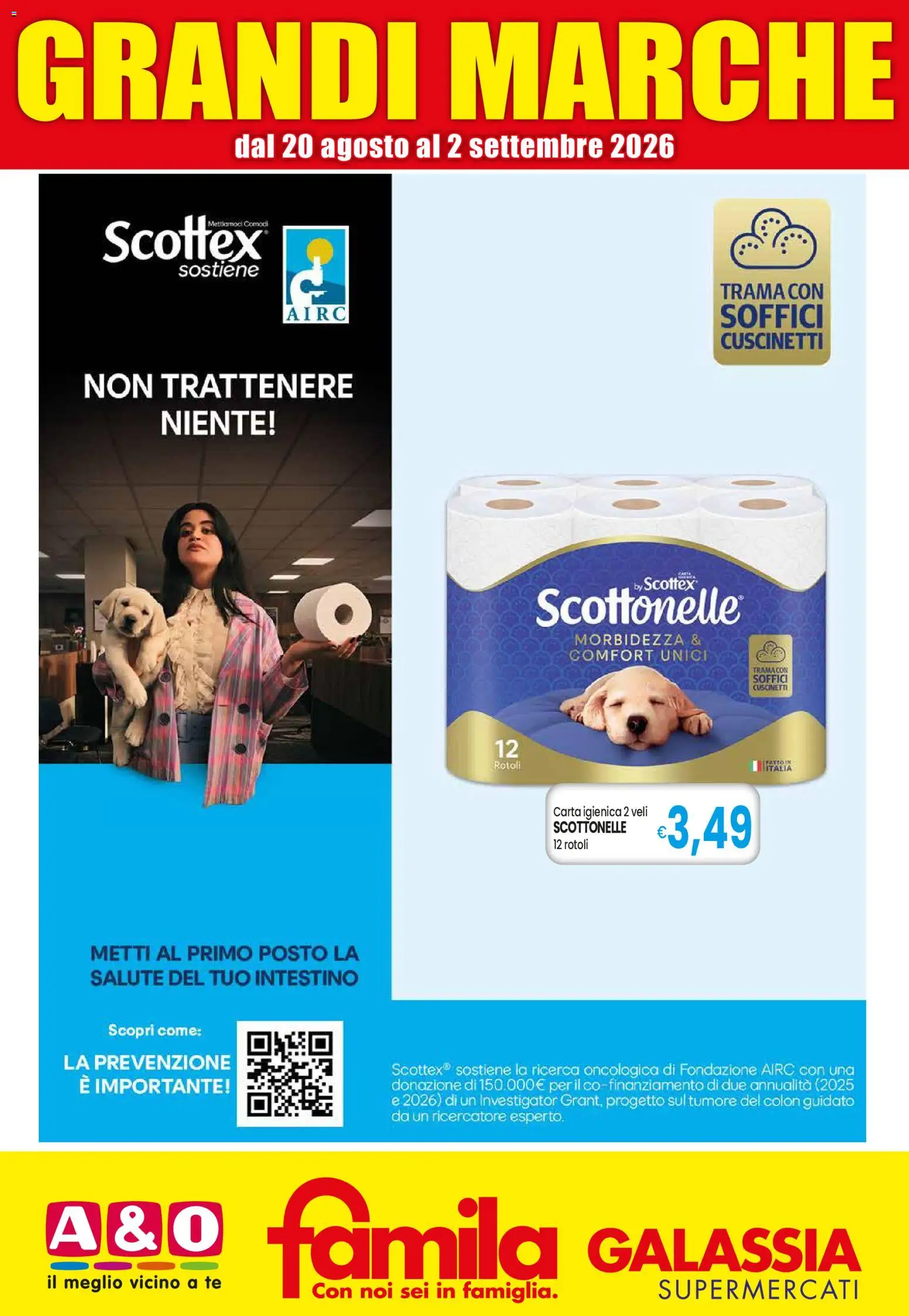 Volantino A&O del 20/08/2026 | Pagina: 1 | Prodotti: Carta igienica, Tè