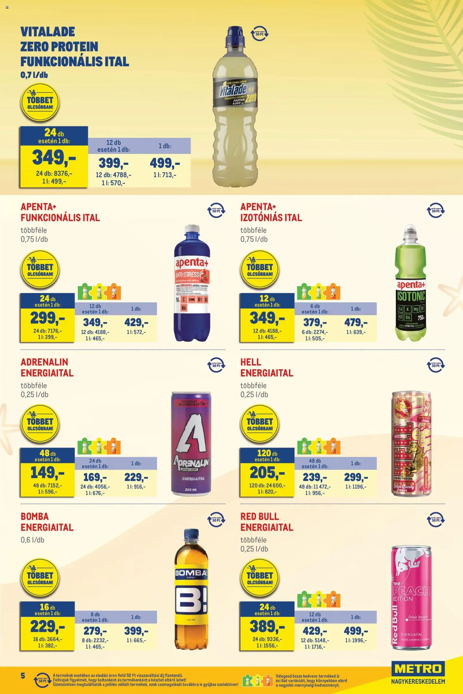 Metro akciós ujság - amely érvényes a következő dátumtól: 01.06.2026 | Oldal: 5 | Termékek: Energiaital, Red bull, Protein, Só