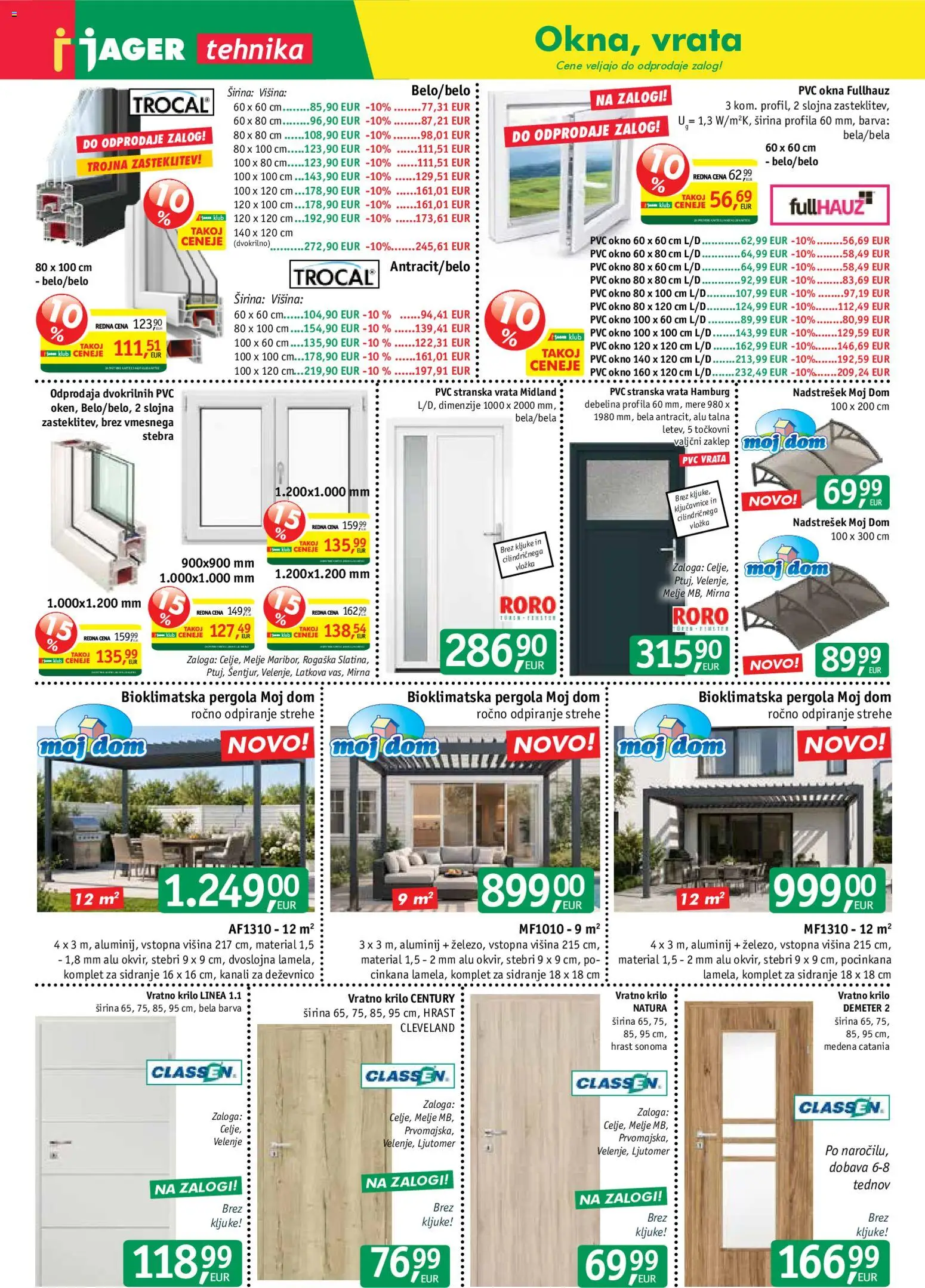Novi Jager katalog ponudbe – veljaven od 16.09.2026 | Stran: 10 | Izdelki: Vratno krilo, Okno, PVC vrata, Barva