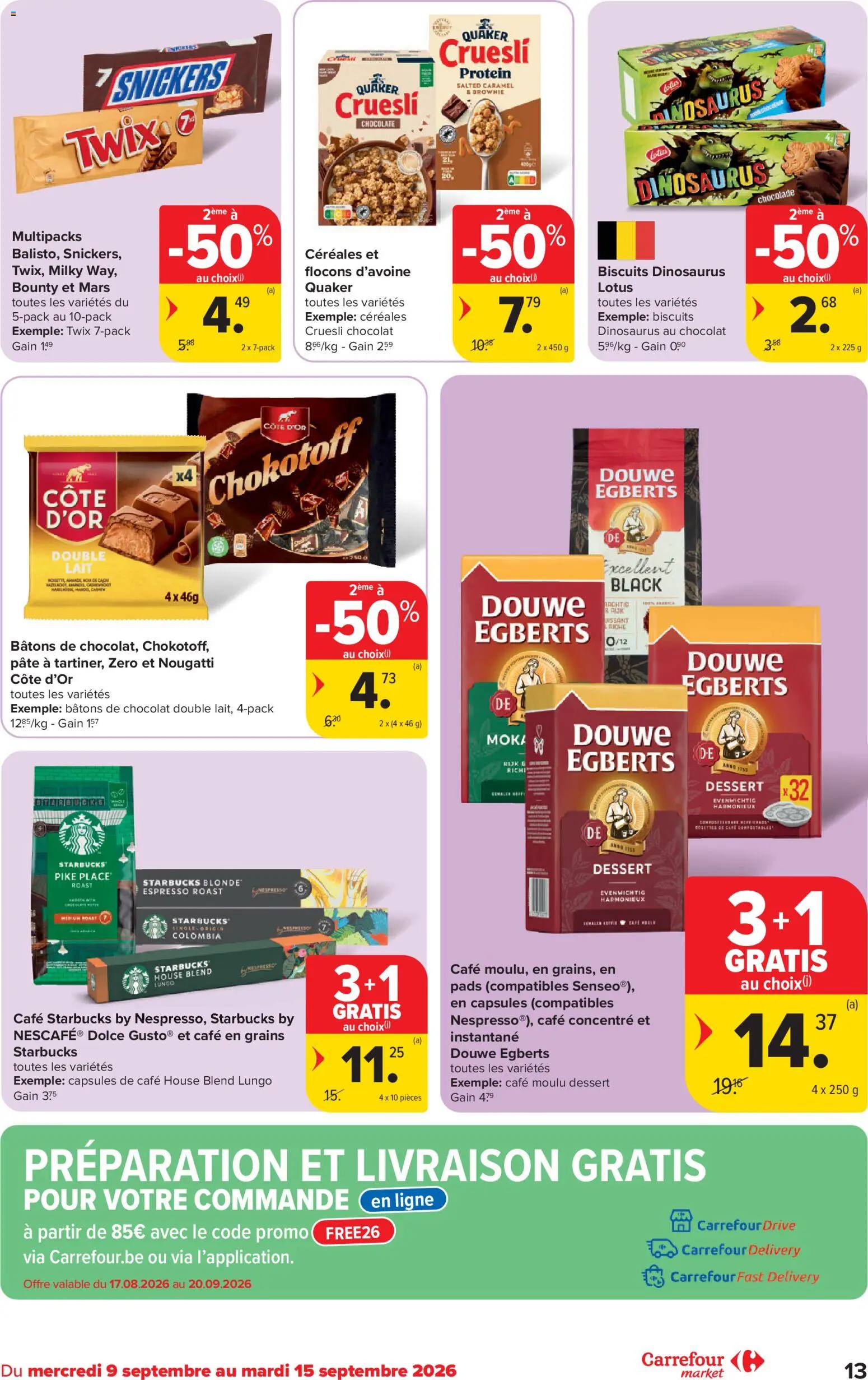 {H1} | Pagina: 13 | Producten: Twix, Snickers, Pâté, Chocolade