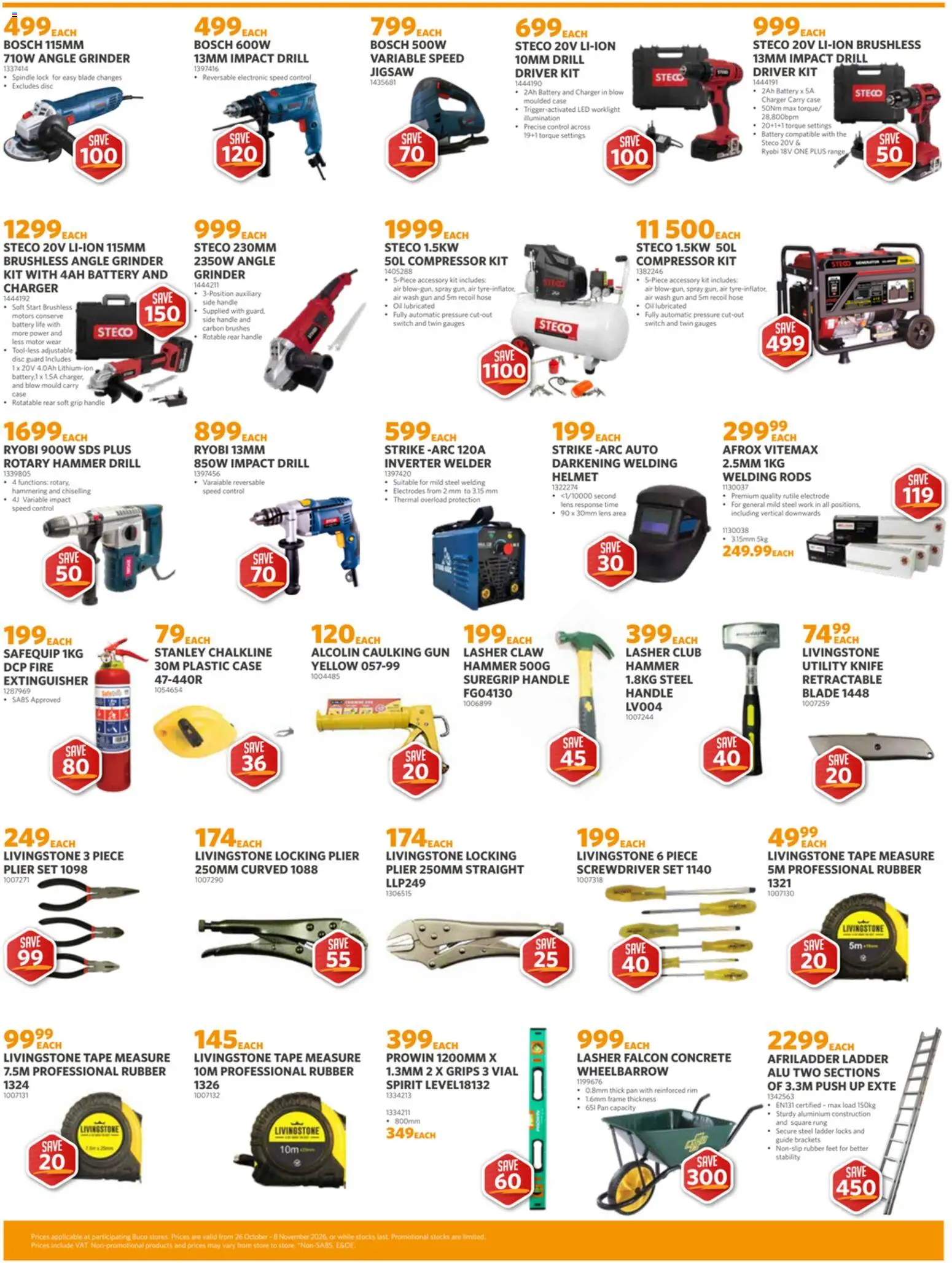New BUCO catalogue – valid from 26/10/2026 | Page: 2 | Products: Case, Rotary hammer, Compressor, Tape