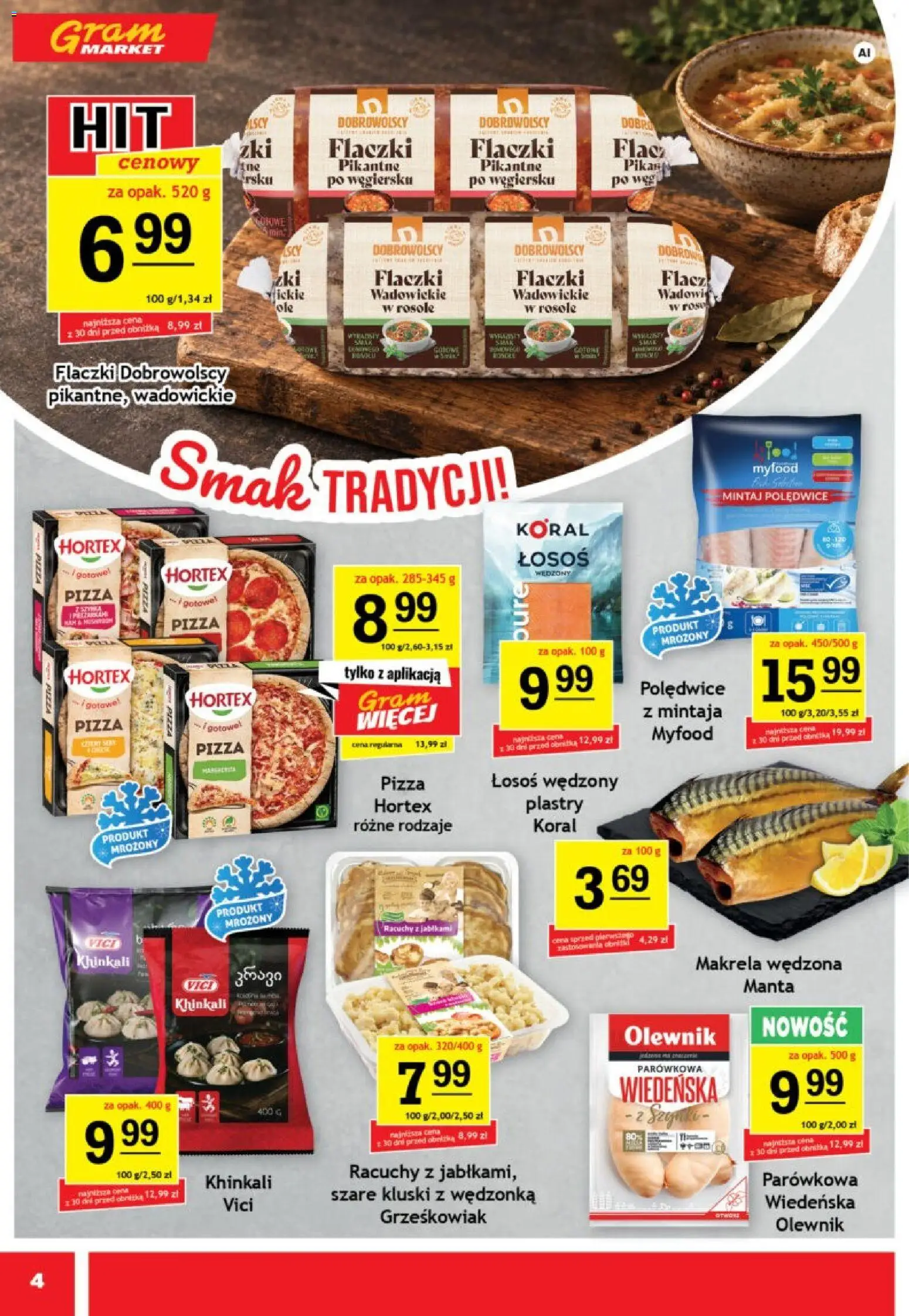 Gram Market gazetka od 30.09.2026 | Strona: 4 | Produkty: Mintaj, Makrela, Łosoś, Kluski