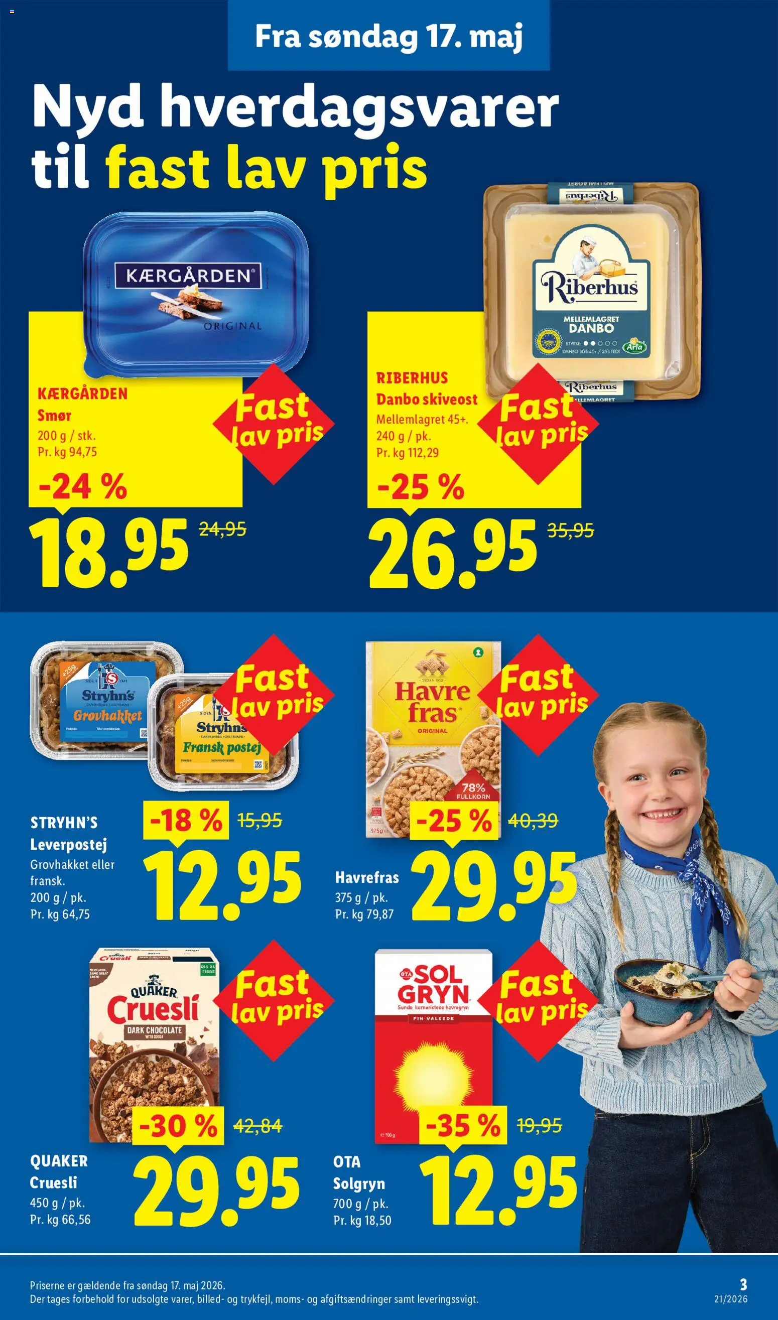 Lidl tilbudsavis – gyldig fra 21.05.2026 | Side: 17 | Produkter: Smør, Leverpostej, Havregryn, Skiveost