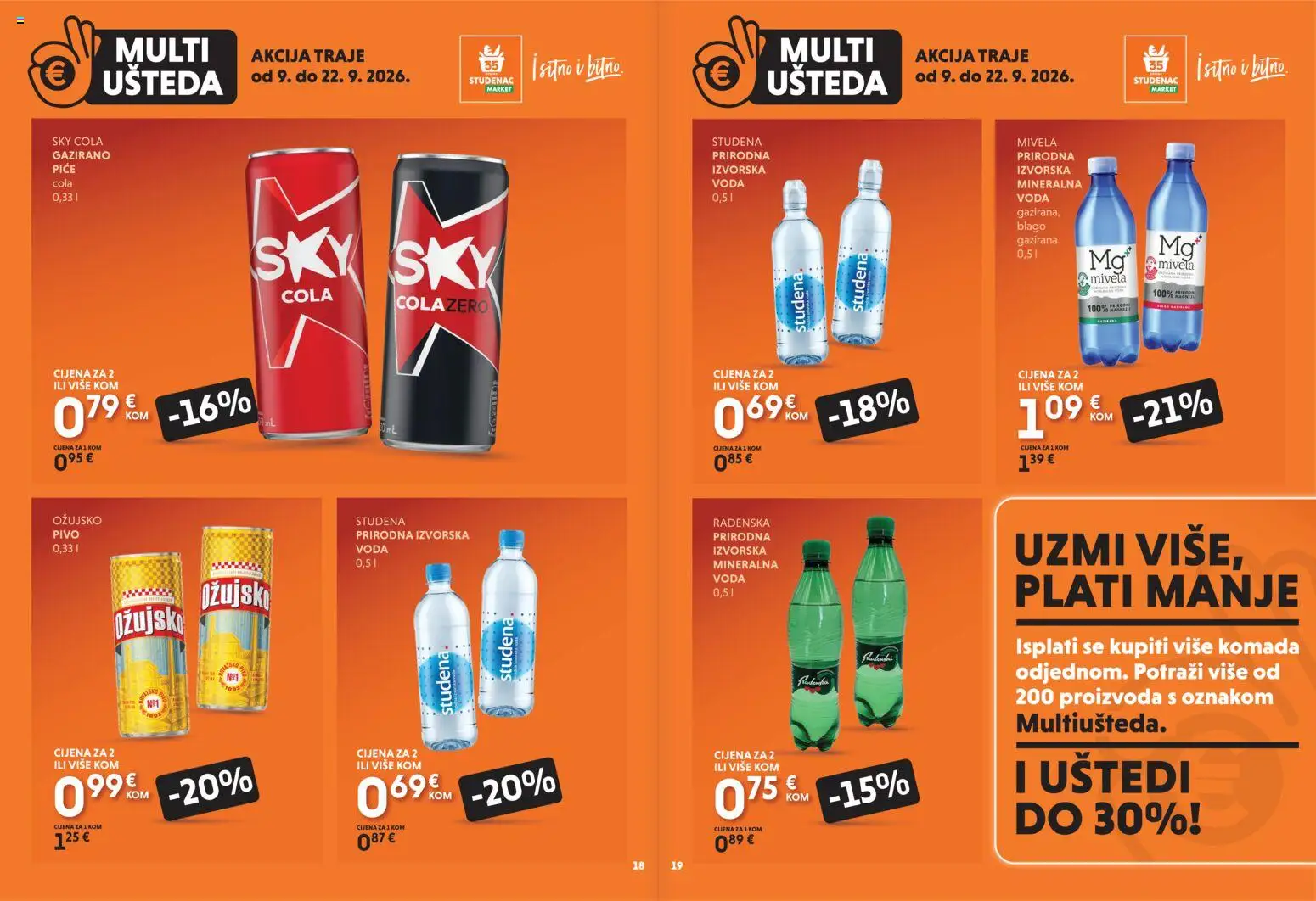 Studenac katalog | vrijedi od 09.09.2026 | Stranica: 18 | Proizvodi: Sky Cola, Radenska, Pivo, Ožujsko