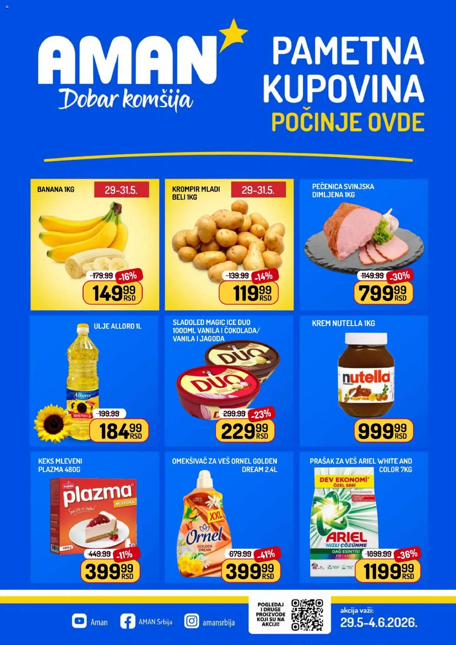 Aman katalog - važi od 29.05.2026 | Strana: 1 | Proizvode: Sto, Ulje, Prašak za veš, Omekšivač za veš