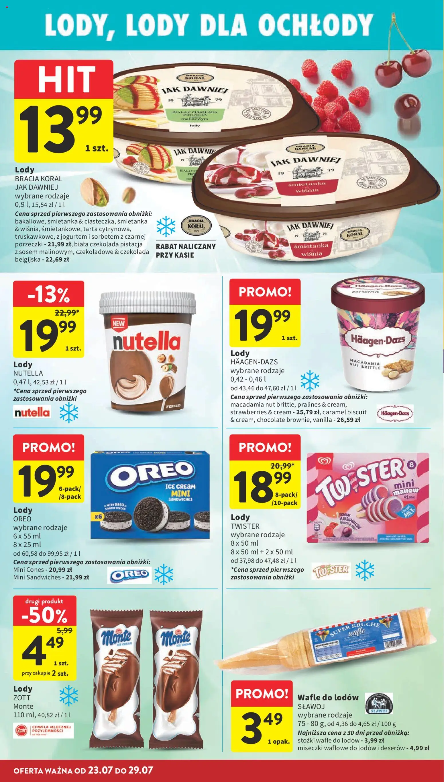Intermarche gazetka od 23.07.2026 | Strona: 22 | Produkty: Wafle, Nutella, Czekolada, Lody