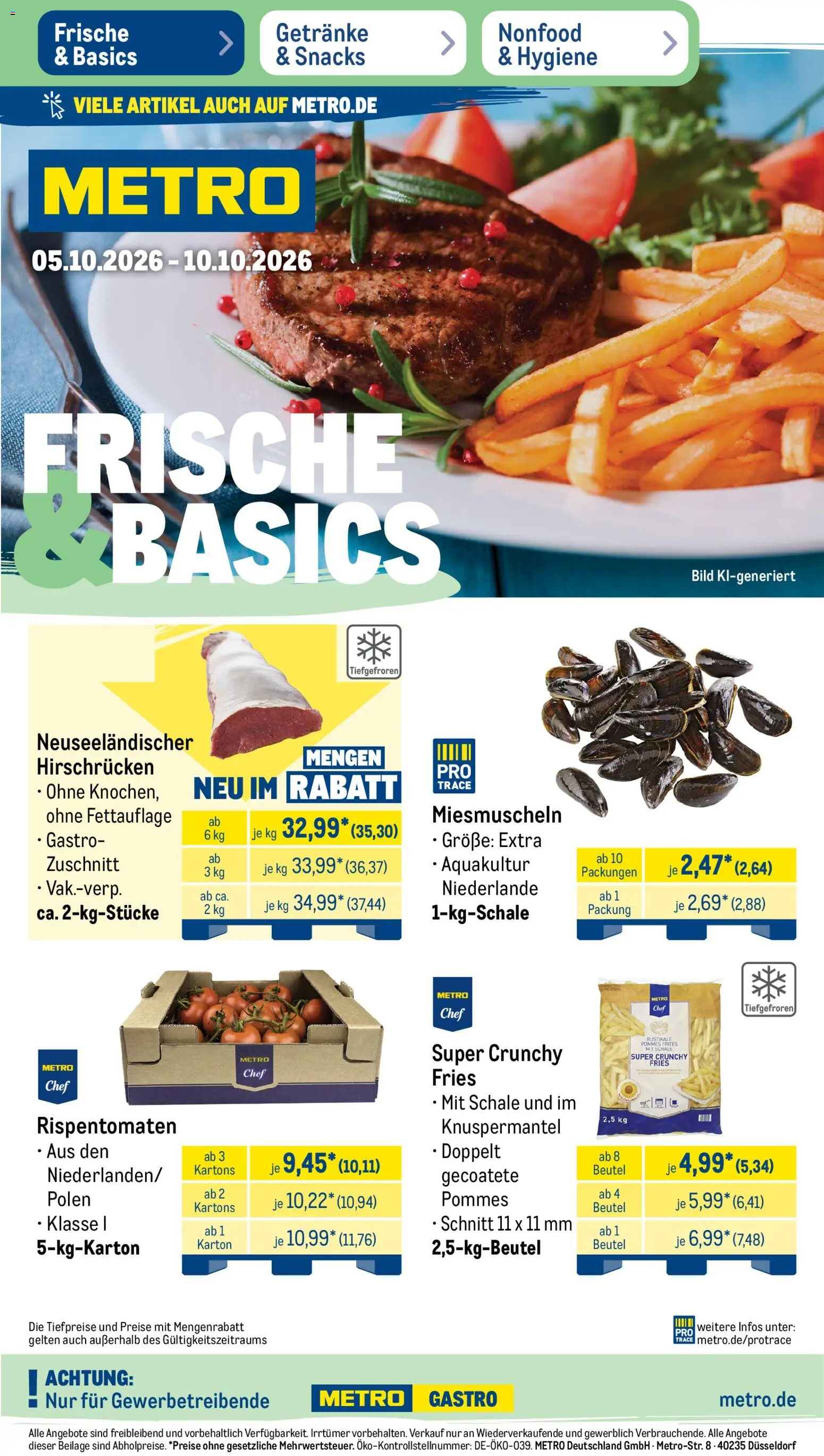 Metro Prospekt – gültig ab 05.10.2026 | Seite: 1 | Produkte: Pommes, Pommes frites