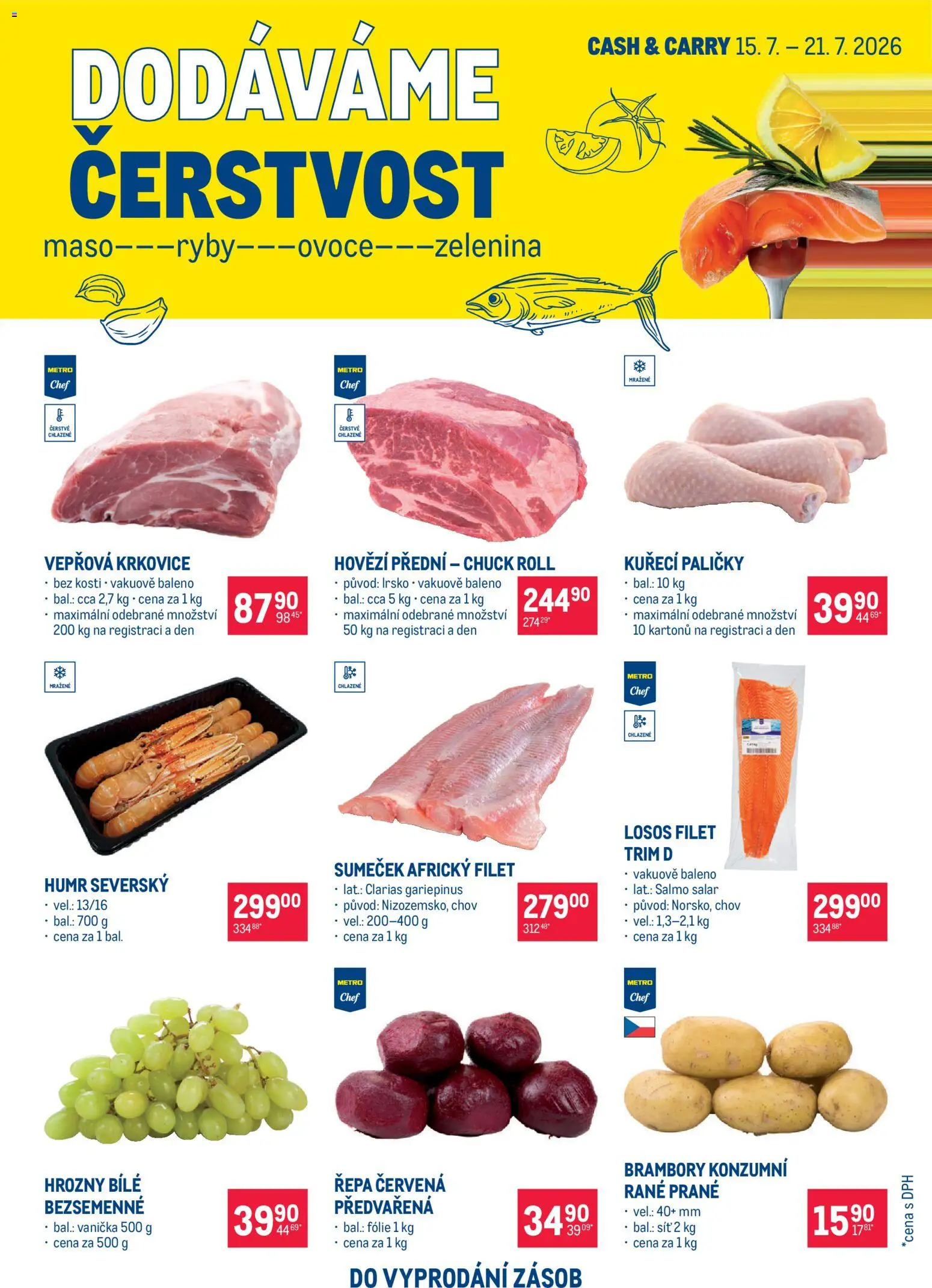 Makro leták - Ultra fresh nabídka od 15.07.2026 | Strana: 1 | Produkty: Ryby, Filet, Krkovice, Kuřecí paličky