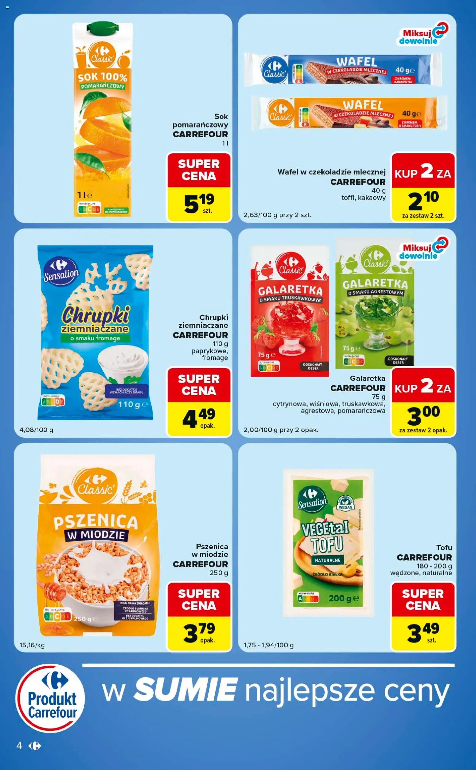Carrefour gazetka - Express od 23.06.2026 | Strona: 4 | Produkty: Galaretka, Chrupki, Tofu, Sok