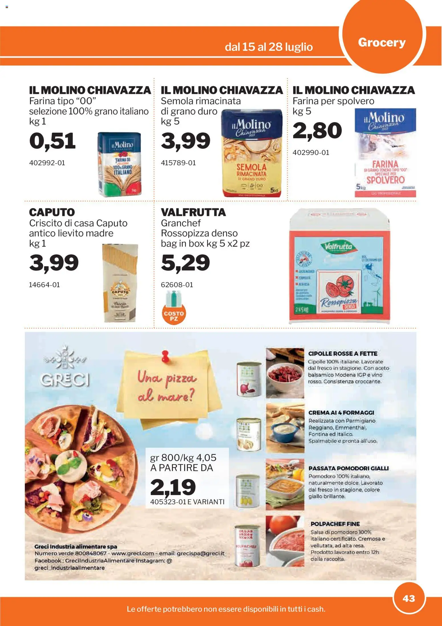 Volantino Sogegross del 15/07/2026 | Pagina: 43 | Prodotti: Pomodoro, Vino, Farina, Parmigiano
