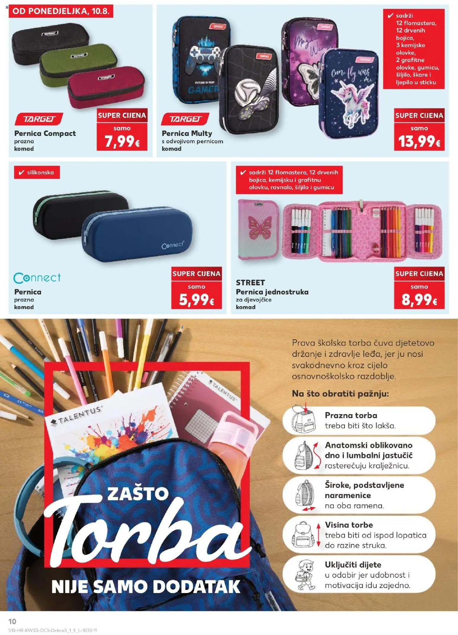 Kaufland katalog | vrijedi od 10.08.2026 | Stranica: 10 | Proizvodi: Pernica, Škare, Torba, Ljepilo