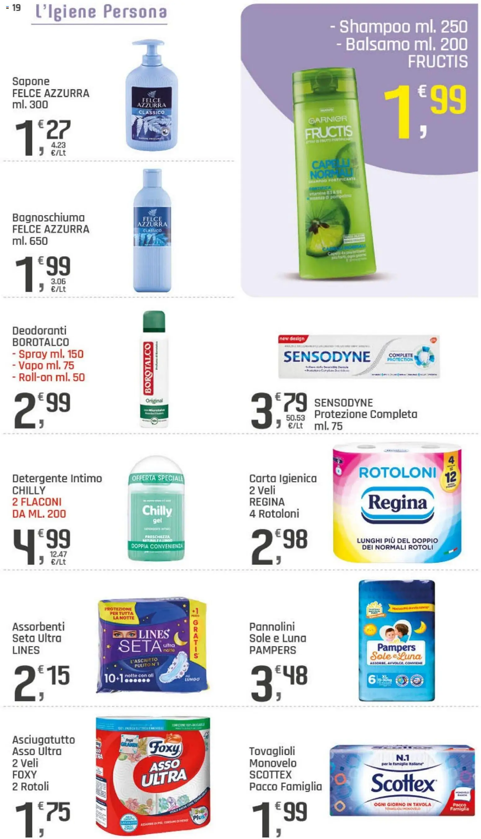 Volantino DOK del 02/09/2026 | Pagina: 19 | Prodotti: Balsamo, Bagnoschiuma, Pampers, Assorbenti