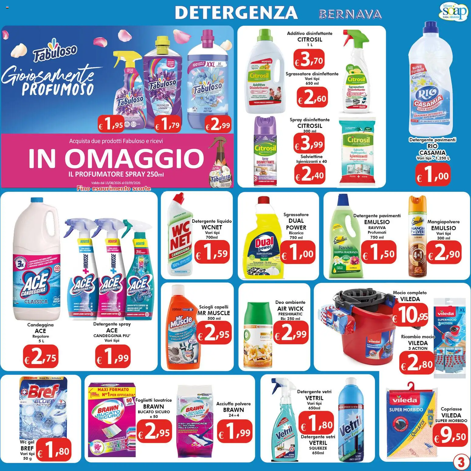 Volantino Bernava del 13/08/2026 | Pagina: 3 | Prodotti: Spray disinfettante, Sgrassatore, Acqua, Lavanda