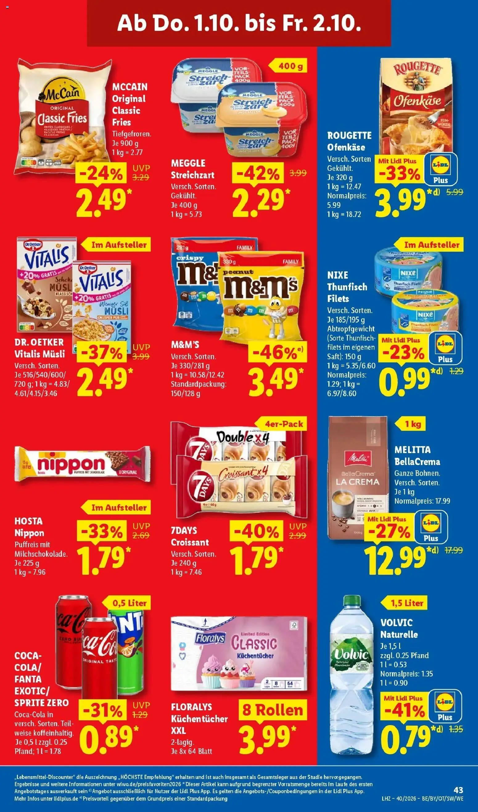 Lidl Prospekt Ottobrunn (ab 28.09.2026) zum Blättern » Angebote | Seite: 63 | Produkte: Sprite, Thunfisch, McCain, Volvic