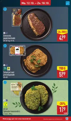 Schnitzel met pretzelpanade, Schnitzel with pretzel breading - Voorbeeld van een folder van Aldi, geldig van 12-10-2026 | Pagina: 7 | Producten: Kaas, Steak, Schnitzel, Pretzel