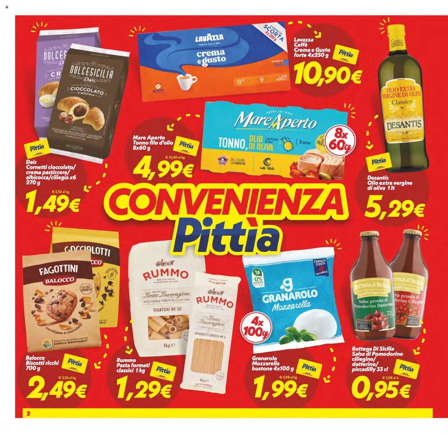 Volantino SuperConveniente del 09.06.2026 | Pagina: 2 | Prodotti: Caffè, Salsa, Mozzarella, Olio extra vergine