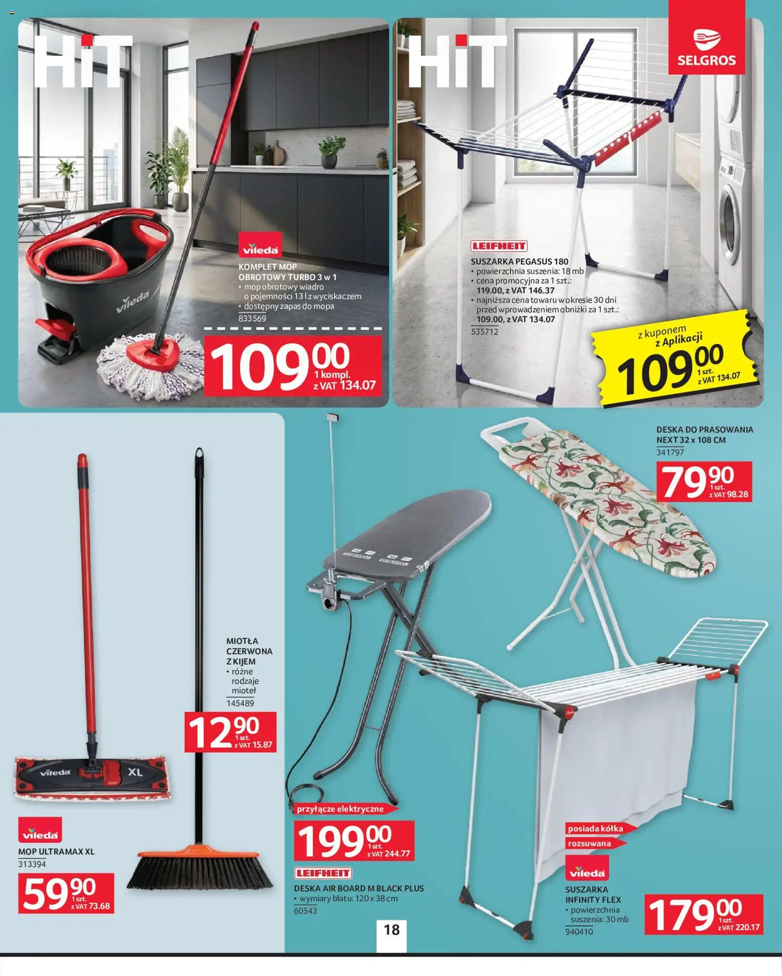 Selgros cash&carry gazetka - Oferta przemysłowa od 07.05.2026 | Strona: 20 | Produkty: Suszarka, Deska do prasowania, Mop obrotowy, Vileda