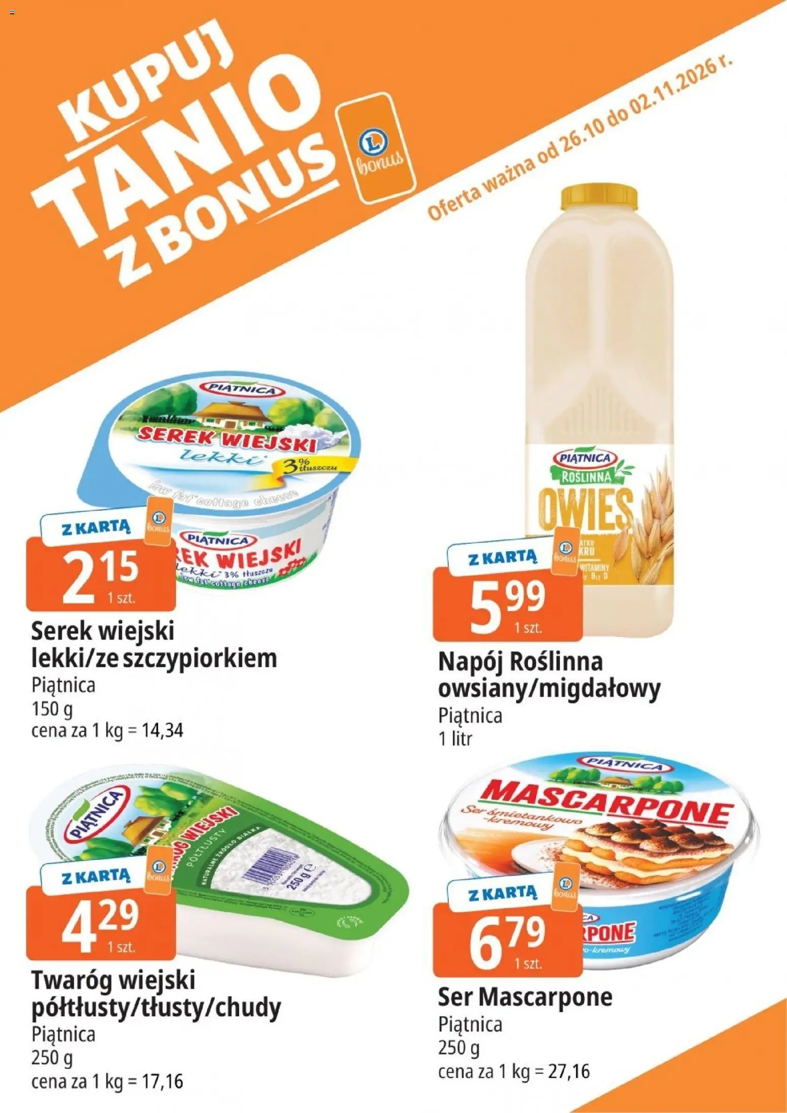 E.Leclerc gazetka - Kupuj Tanio Z Bonus od 26.10.2026 | Strona: 4 | Produkty: Serek, Serek wiejski, Ser, Serek wiejski lekki