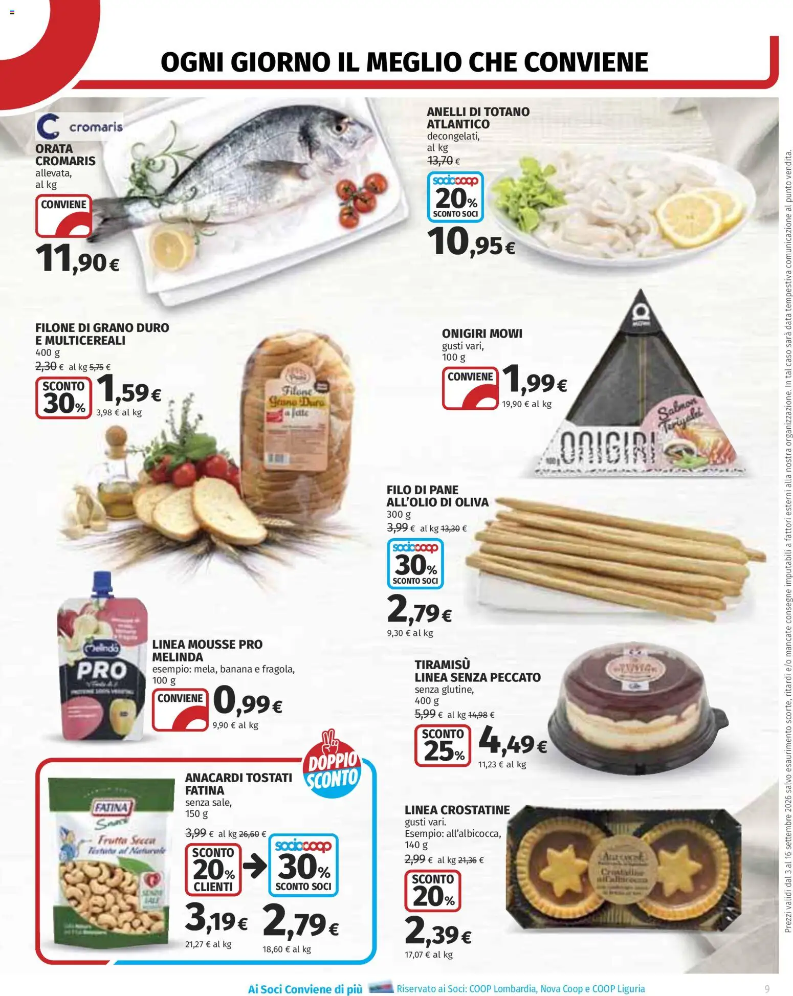 Volantino COOP del 03/09/2026 | Pagina: 9 | Prodotti: Frutta secca, Frutta, Orata, Data