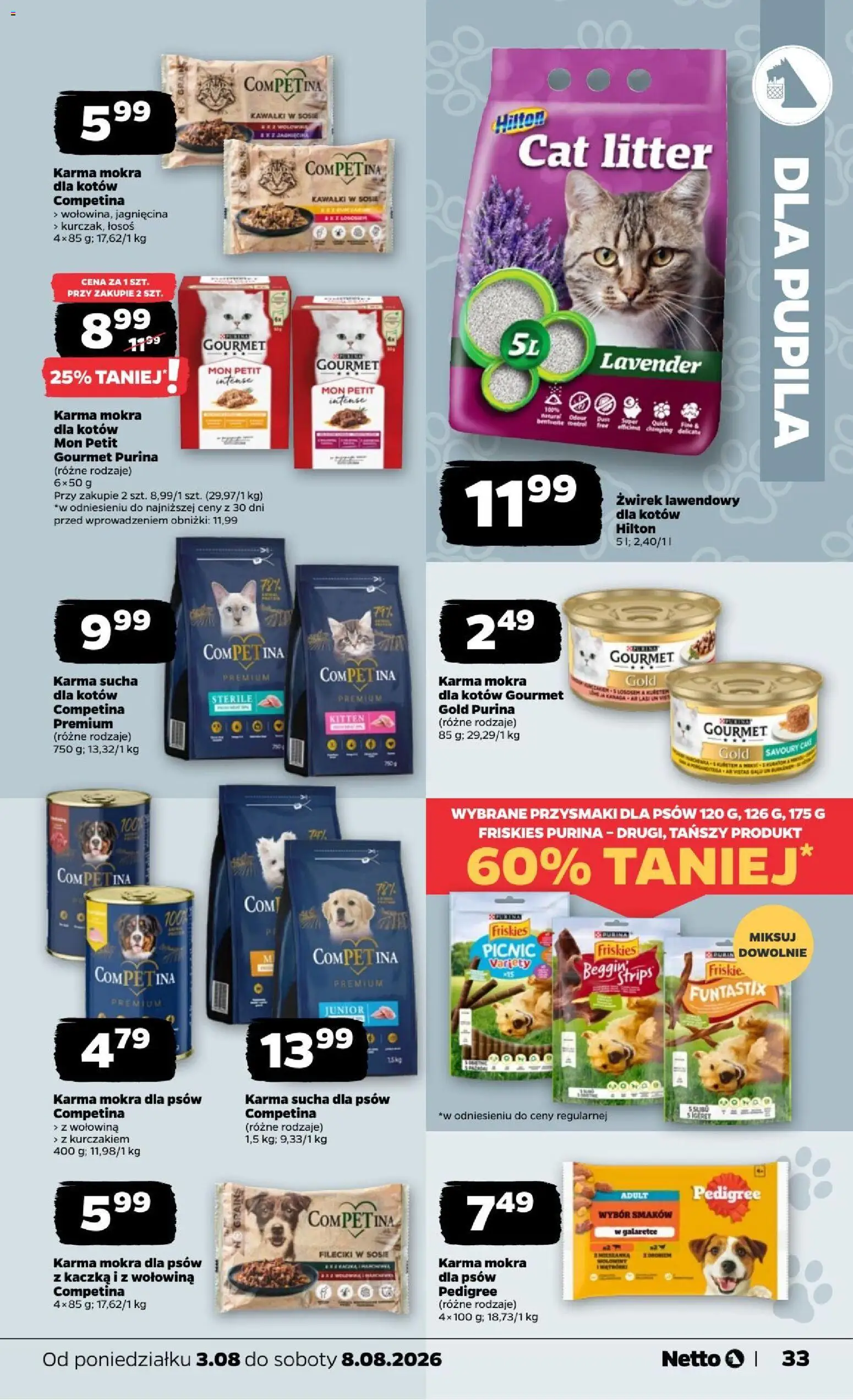 Netto gazetka od poniedziałku od 03.08.2026 | Strona: 33 | Produkty: Kaczka, Jagnięcina, Pedigree, Wołowina