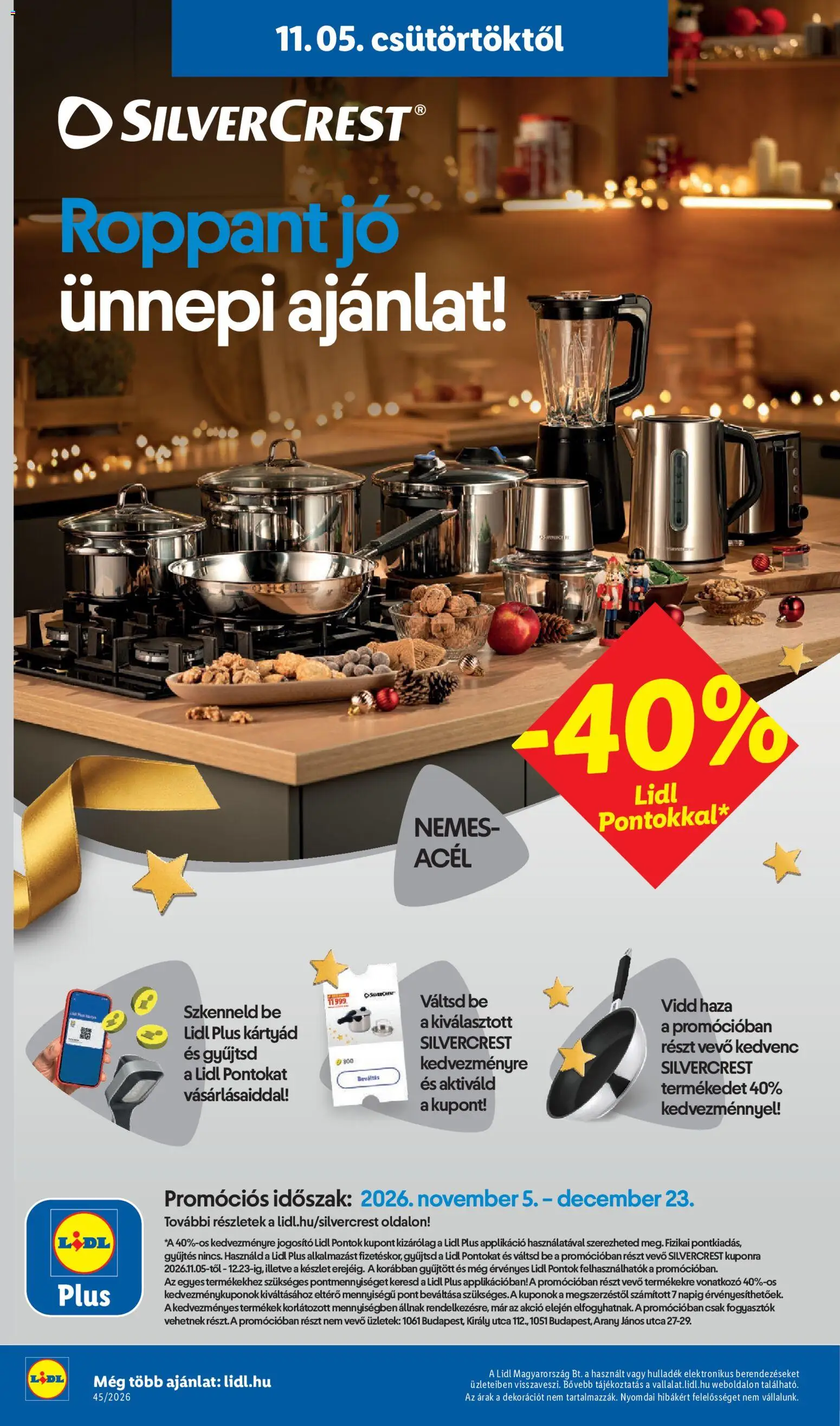 Lidl akciós ujság - amely érvényes a következő dátumtól: 2026.11.05. | Oldal: 4 | Termékek: SilverCrest, Edénykészlet