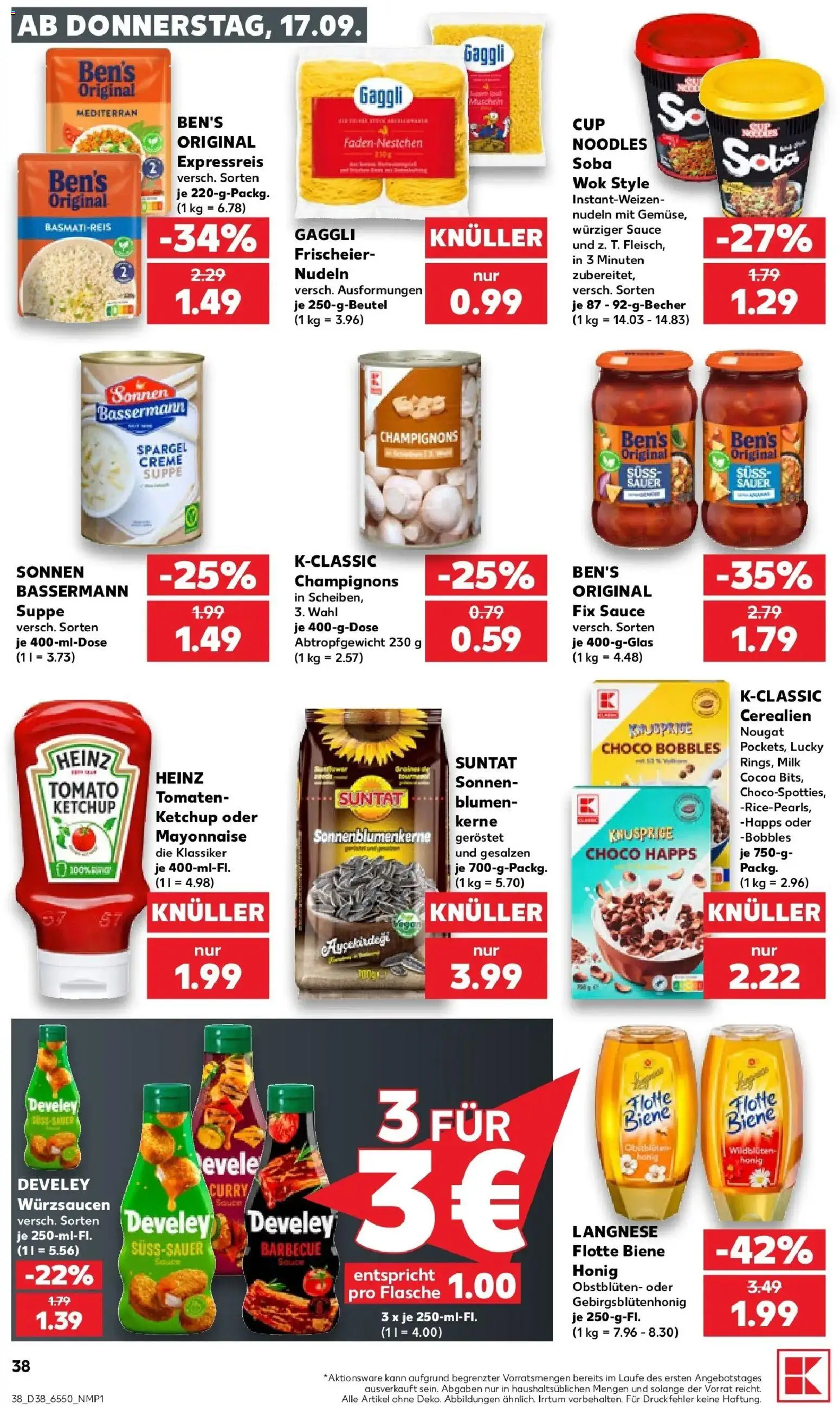 Prospekt Kaufland ab 17.09.2026 » Angebote Online zum Blättern | Seite: 38 | Produkte: Tomaten, Champignons, Mayonnaise, Ketchup