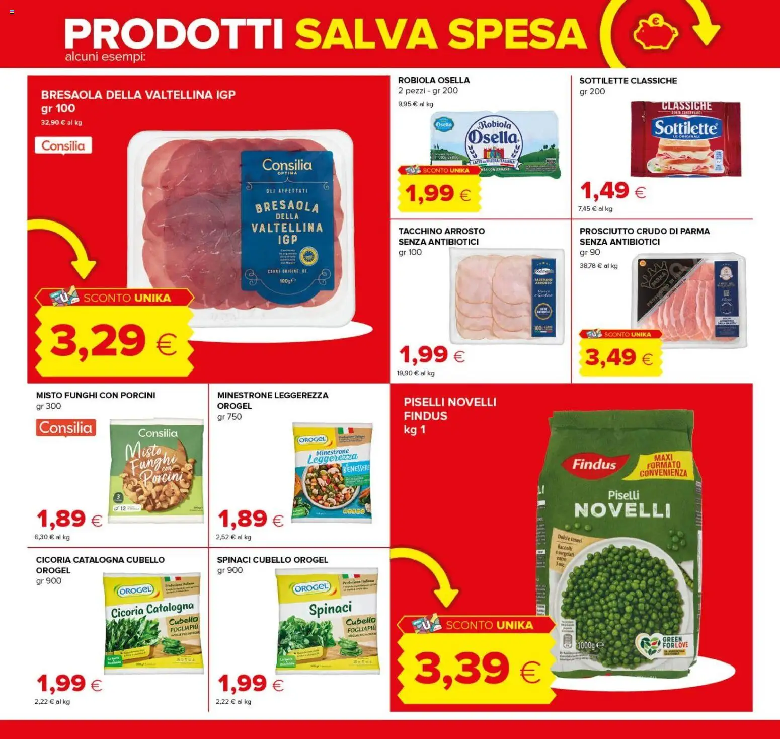 Volantino Oasi del 08/10/2026 | Pagina: 9 | Prodotti: Arrosto, Minestrone, Funghi, Spinaci