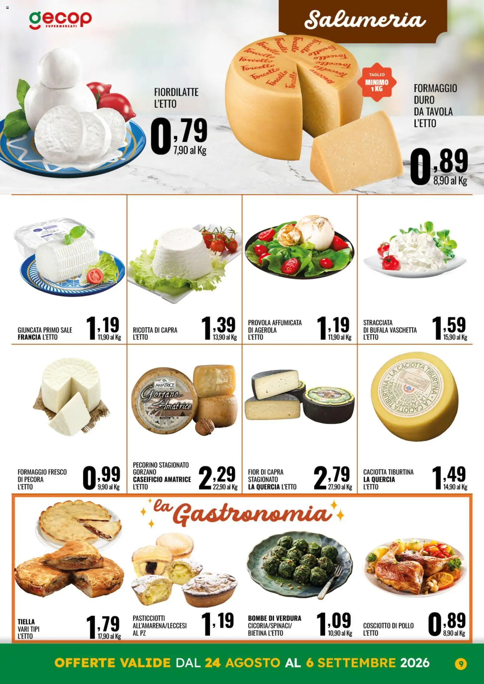 Volantino GECOP del 24/08/2026 | Pagina: 9 | Prodotti: Provola, Ricotta, Ricotta di capra, Formaggio fresco