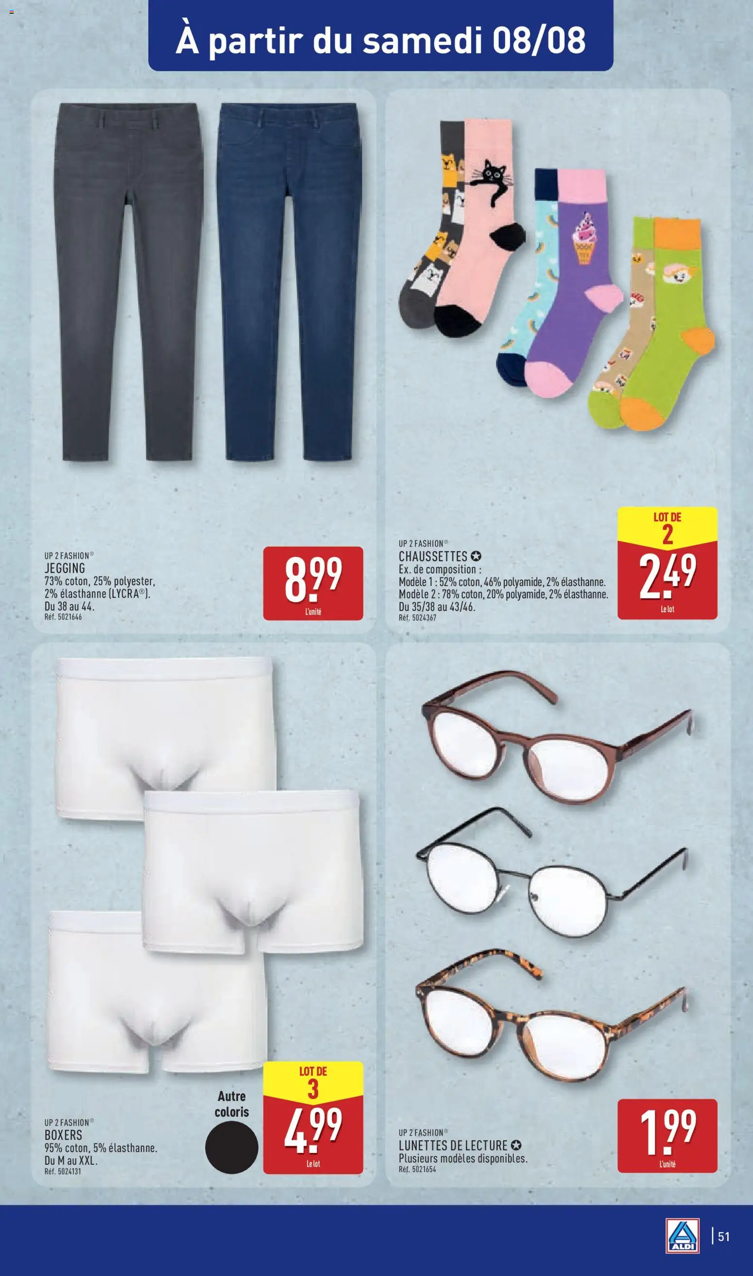 {H1} | Page: 53 | Produits: Boxers, Chaussettes, Leggings, Lunettes