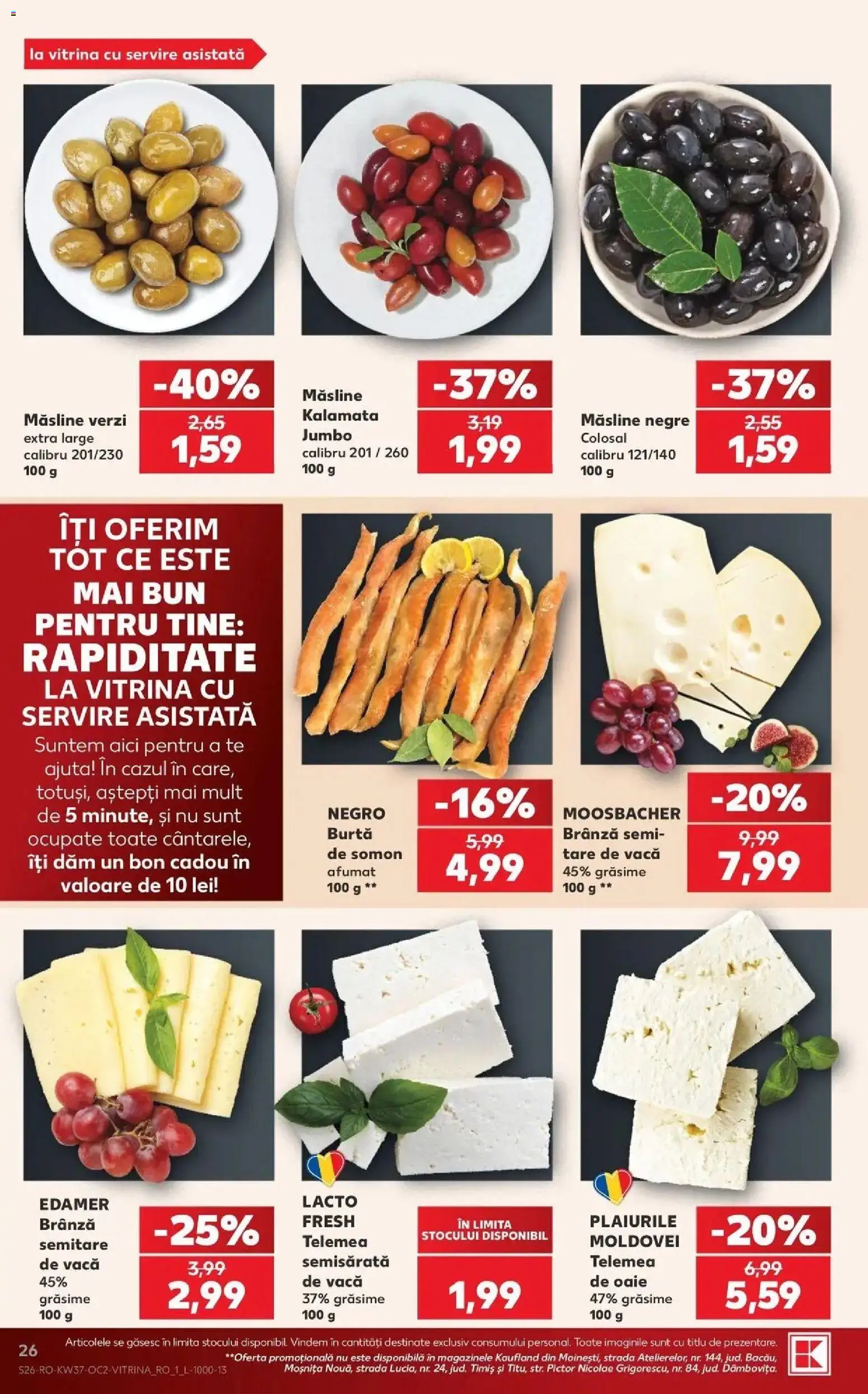 Kaufland Viseu de Sus 09.09.2026 - Revista si Oferta | Pagină: 26 | Produse: Edamer, Vitrină, Măsline, Brânză